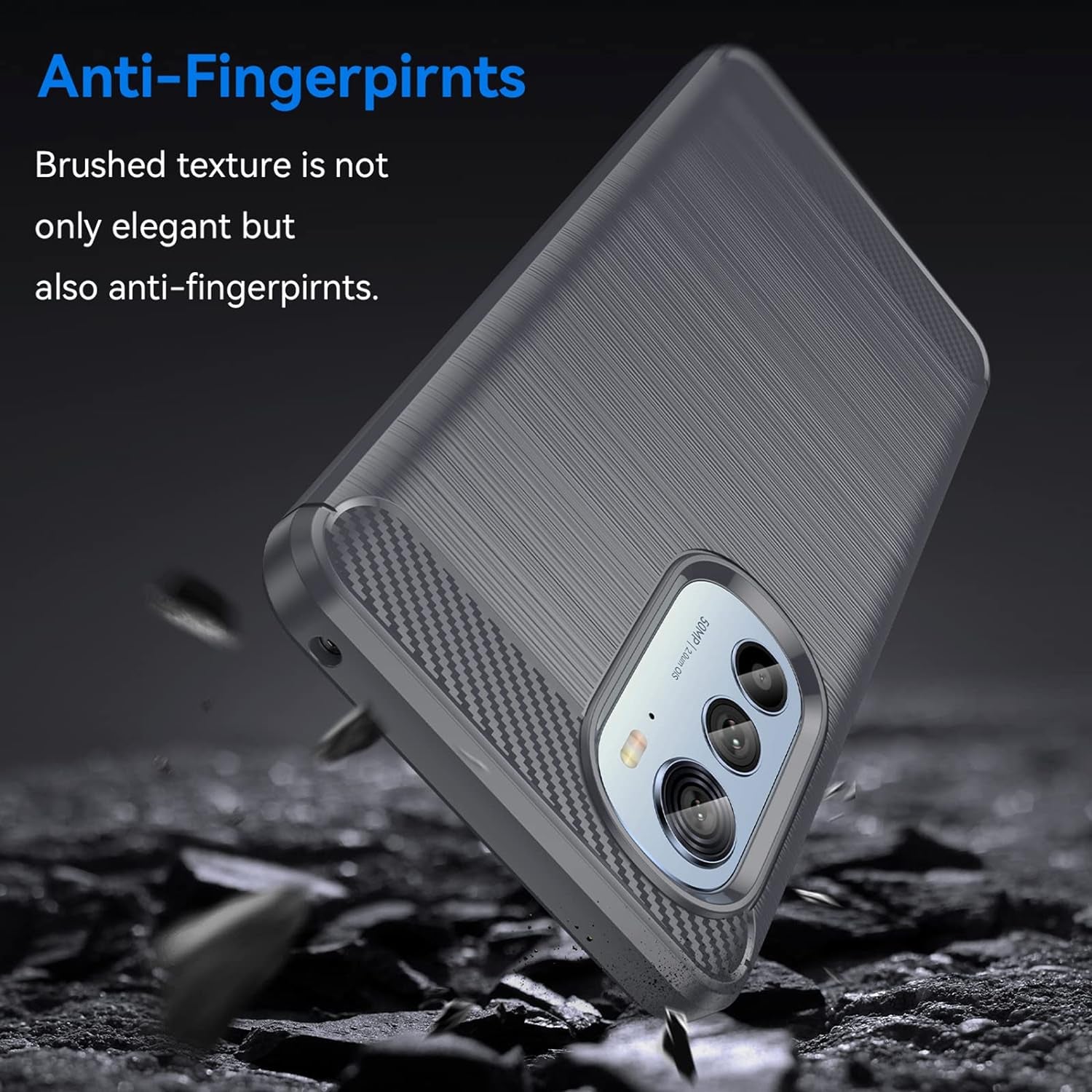 For Motorola Edge 2022 Case, Moto Edge 2022 Case with HD Screen Protector, Fashion Non-Slip Shock-Absorption Flexible TPU Bumper Soft Rubber Protective Phone Case Cover for Motorola Edge 2022, Gray  JINZHI Inc   