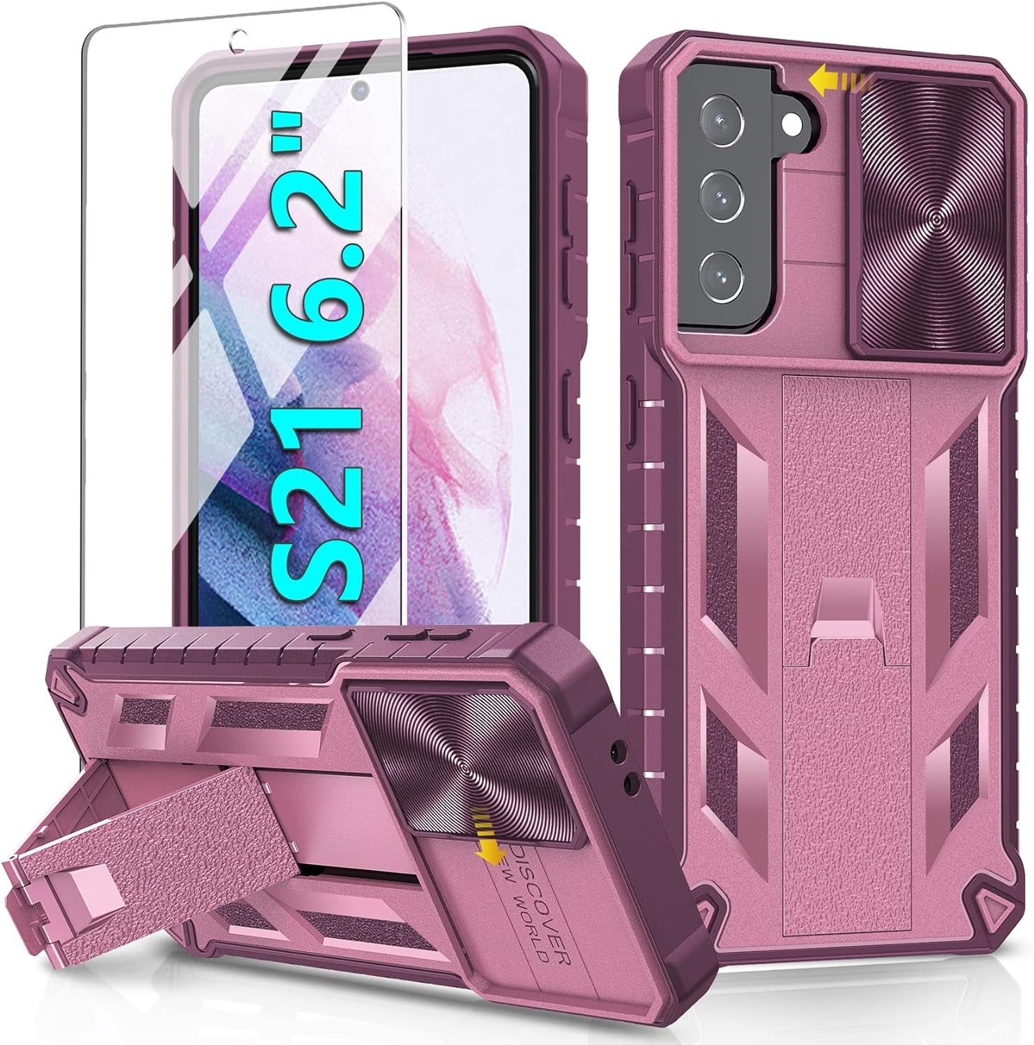 Soios for Samsung Galaxy S21 5G Case(𝙉𝙊𝙏 𝙛𝙤𝙧 𝙋𝙡𝙪𝙨 𝙎𝟮𝟭+ 𝙤𝙧 𝙐𝙡𝙩𝙧𝙖): Galaxy S21 5G 6.2" Case with Kickstand | Heavy Duty Protection Phone Cover | Durable Protective Shockproof Case  SOiOS   