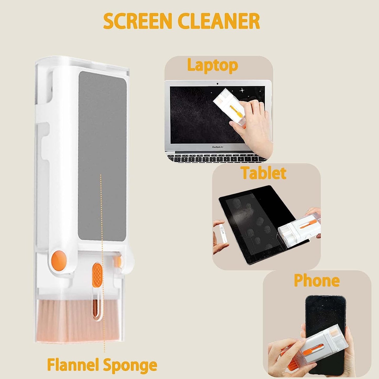 HENEAN 8 in 1 Laptop Screen Keyboard Cleaner Kit, Electronic Cleaning Brush Kit with Cell Phone Stand, Cleaning Tool for Computer/Airpods Pro/Iphone/Ipad/Macbook/Earphone/Pc with 2Ml Mist Spray  HENEAN   