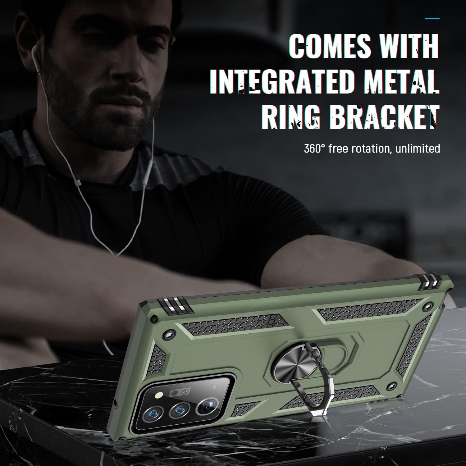 UKLCCU Case for Note 20 Ultra Phone Case Samsung Note 20 Ultra Case with Kickstand, Heavy Duty Armor Case Built-In 360° Rotate Ring Stand for Samsung Galaxy Note 20 Ultra - Green  UKLCCU   