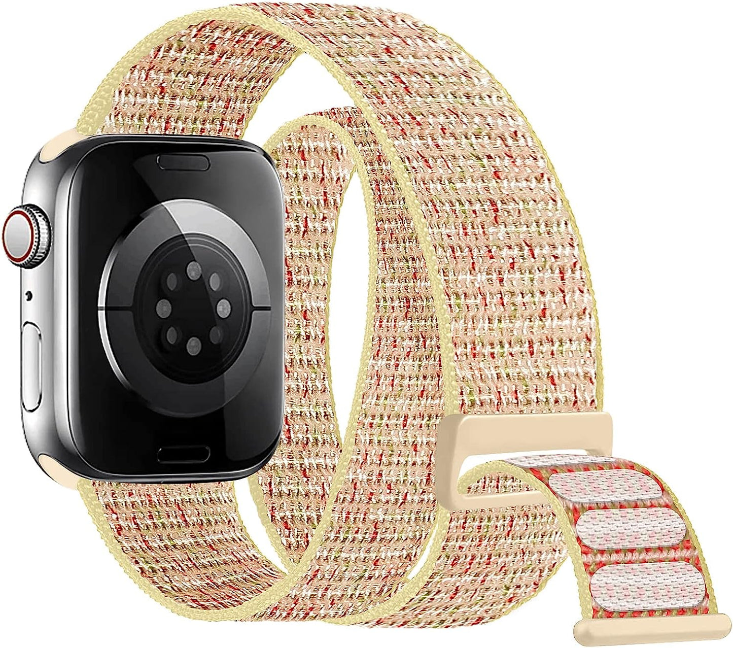 For Apple Watch Band 49Mm 45Mm 41Mm 44Mm 40Mm 42Mm 38Mm, Double Tour Nylon Sport Loop Strap Women Men Hook and Loop Fastener Bracelet for Iwatch Series Ultra 8 7 SE 6 5 4 3 2 1  SOLOLUP Starlight 49/45/44/42mm 