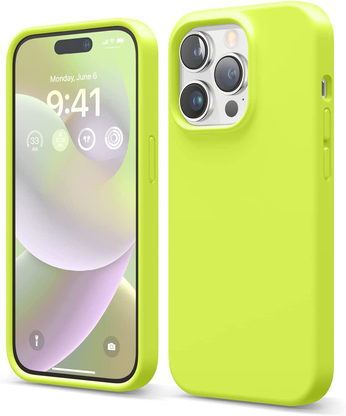 Elago Compatible with Iphone 14 Pro Case, Liquid Silicone Case, Full Body Protective Cover, Shockproof, Slim Phone Case, Anti-Scratch Soft Microfiber Lining, 6.1 Inch (Burgundy)  elago Neon Yellow  