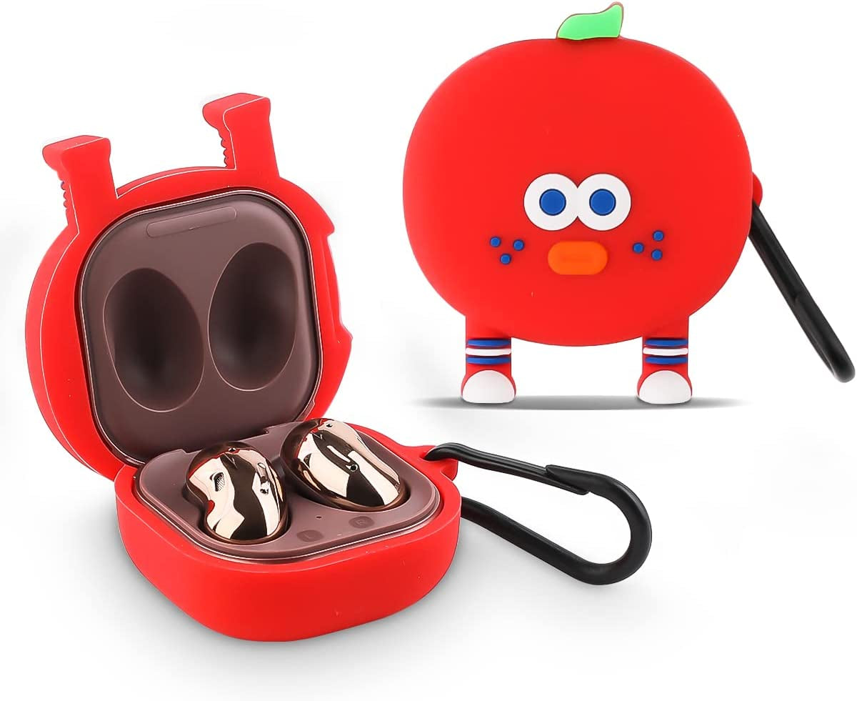 Suublg Silicone Cartoon Earbuds Case Protective Cover with Keychain Fit Designed for Samsung Galaxy Buds2 Pro (2022) /Galaxy Buds 2 (2021) /Galaxy Buds Pro (2021) /Galaxy Buds Live (2020)  Suublg SaumRed  
