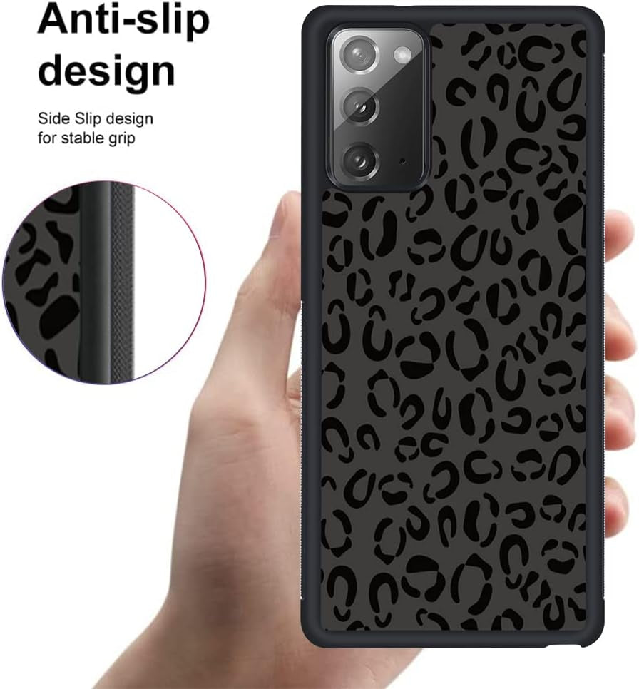 SAKUULO Samsung Galaxy Note 20 Case, [Screen Protector + Kickstand] Black Leopard Cheetah Design, Anti-Slip Shockproof Lightweight Flexible TPU Bumper Protective Case for Galaxy Note 20 6.7 Inch  SAKUULO   