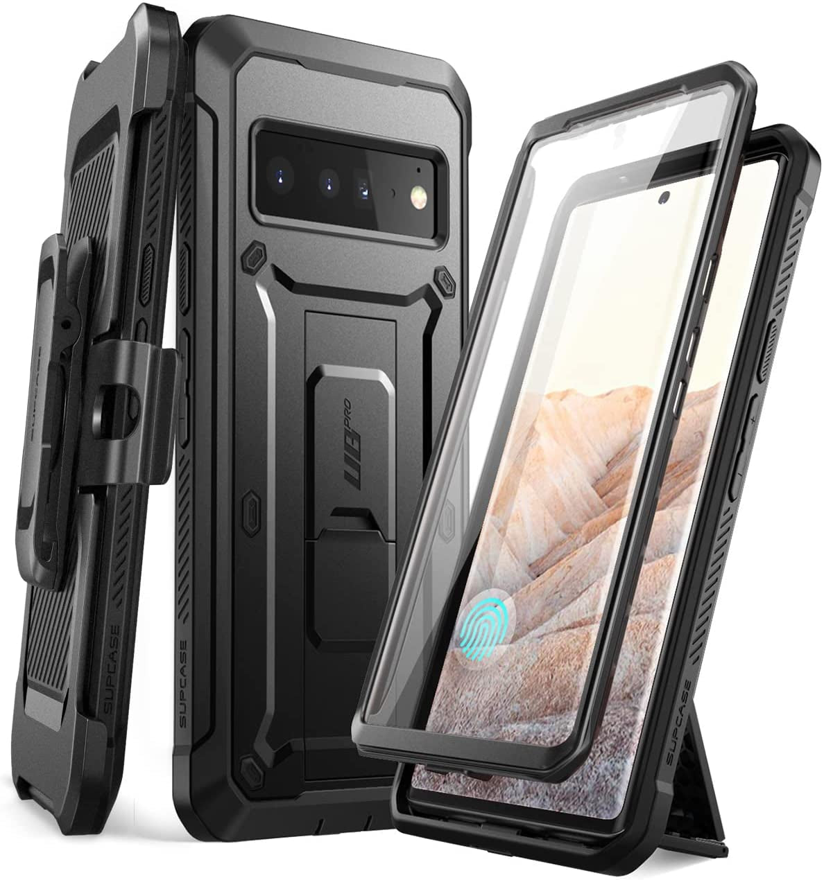 SUPCASE Unicorn Beetle Pro Full-Body Rugged Holster Case with Built-In Screen Protector for Google Pixel 6 Pro (2021), Black  SUPCASE   