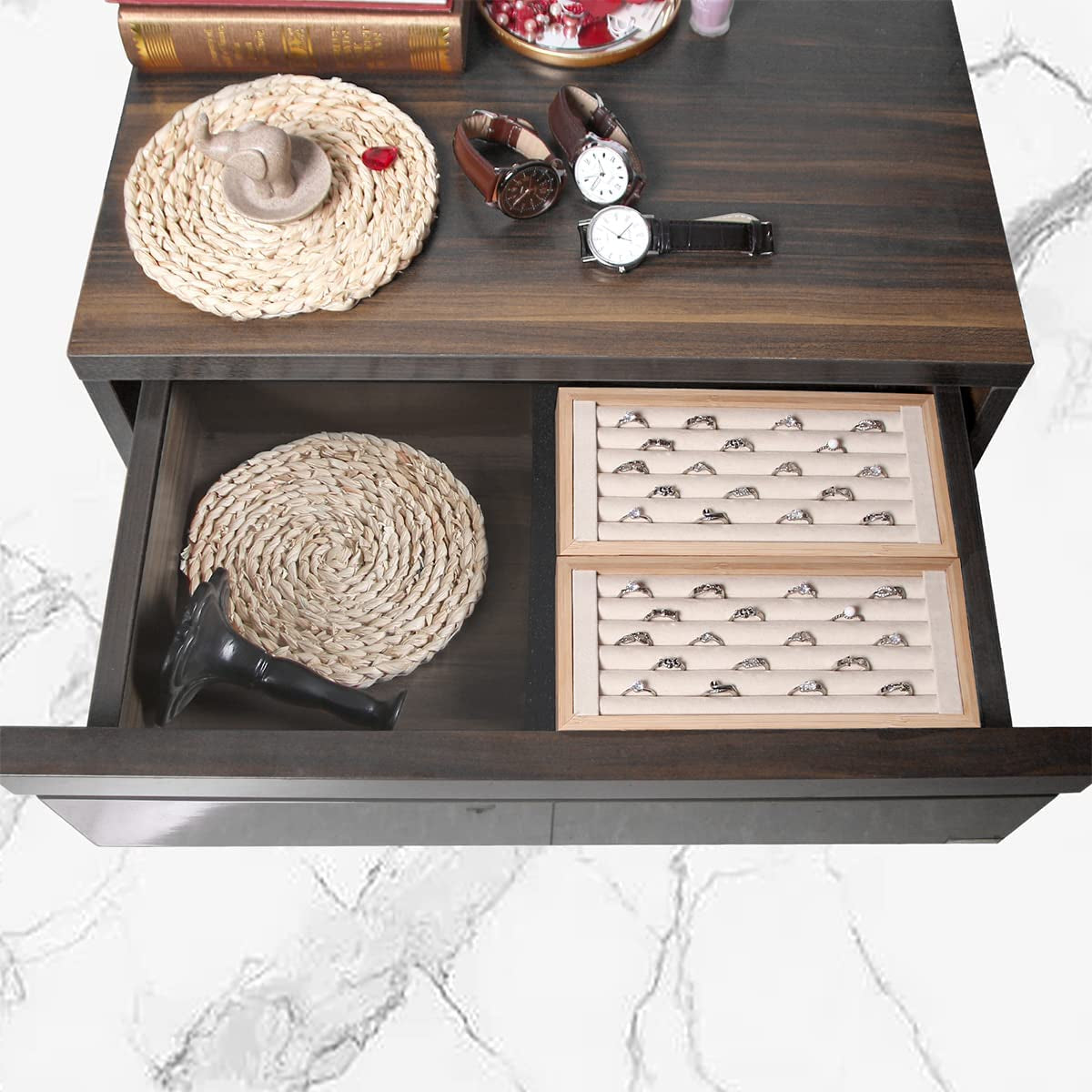 Kanwoder Bamboo Ring Holder,Ring Display Stand,Jewelry Organizer Stand for Rings Earrings Selling（Beige）  Kanwoder   