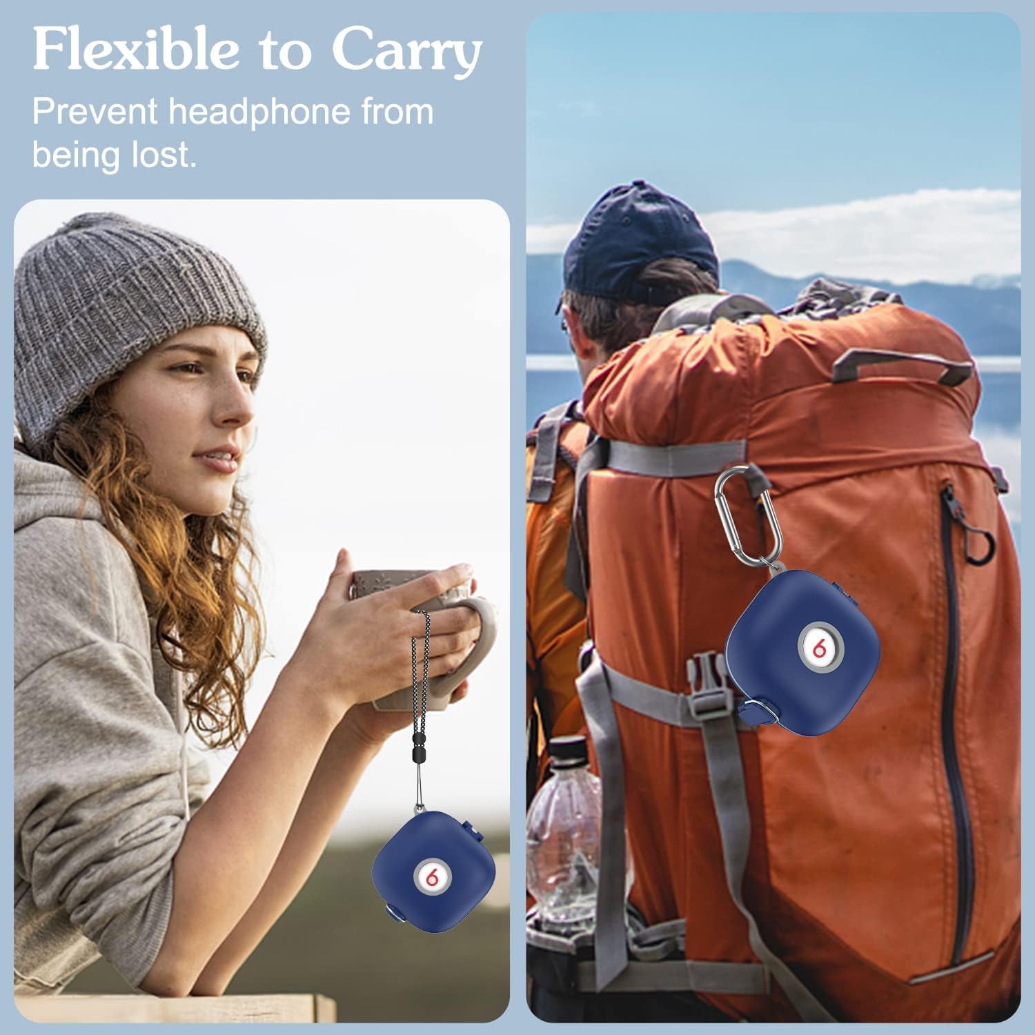 QIUDAOY for Beats Fit Pro Case with Secure Lock, Hard Shell Protective Case Cover for Beats Fit Pro Earbuds with Keychain/Lanyard Accessories, Silicone+Pc Full Skin Protector for Beats Fit Pro (Blue)  QIUDAOY   