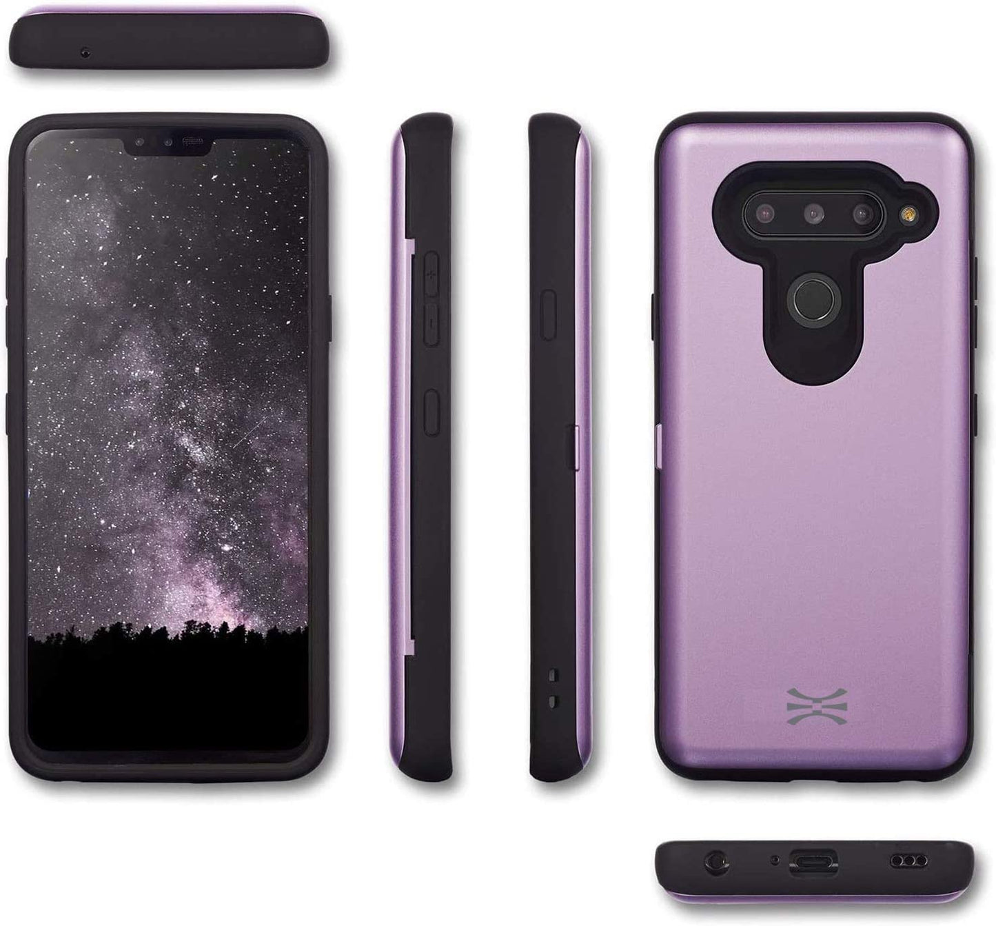 TORU CX PRO Case for LG V40 Thinq, with Card Holder | Slim Protective Cover with Hidden Credit Cards Wallet Flip Slot Compartment Kickstand | Include Mirror, Strap, USB Adapter - Purple  iMODE   