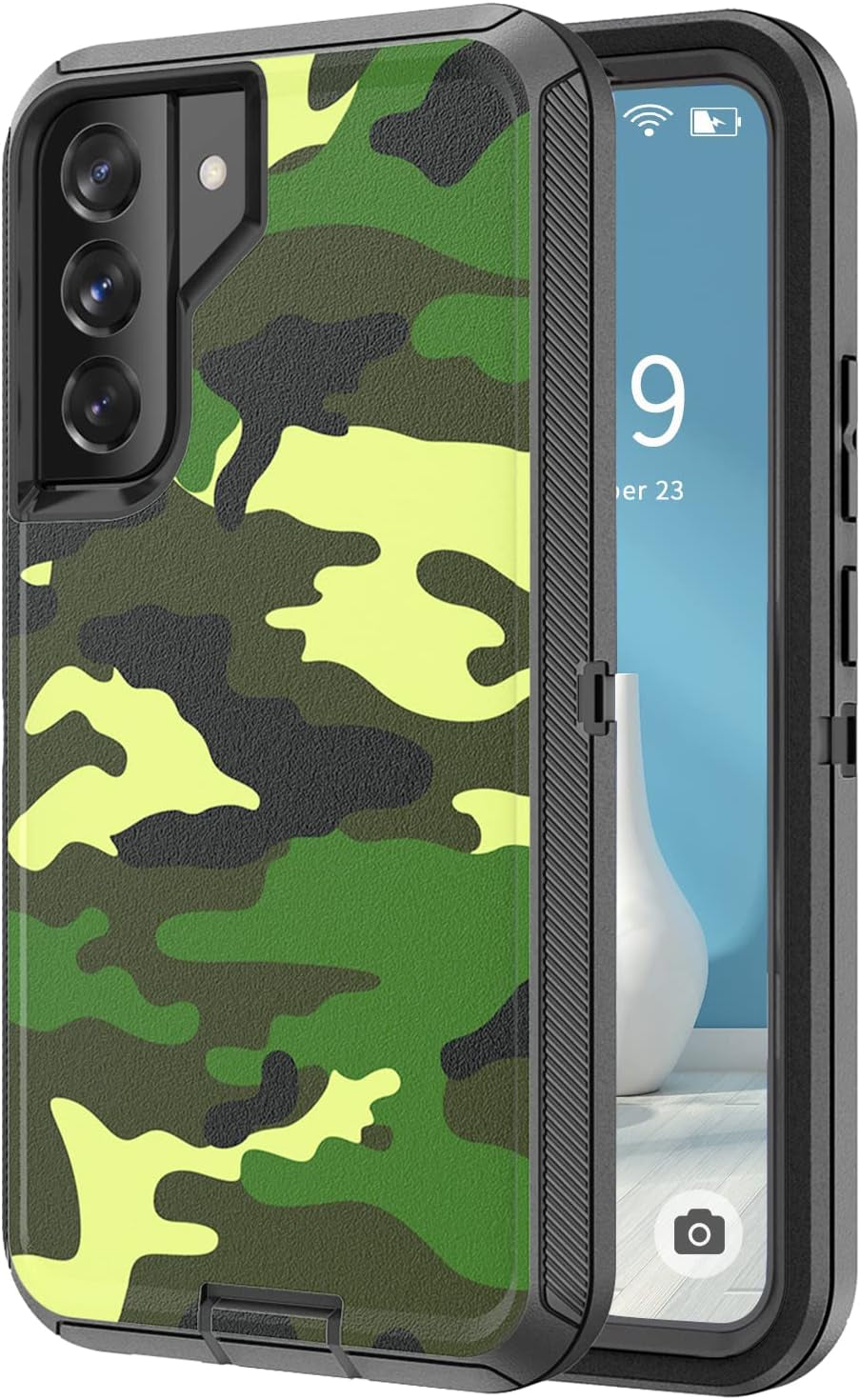 SZFIRSTEY Case for Galaxy S22 Plus, Drop Protection Rugged Shockproof Military Protective Bumper Phone Cover Armor Heavy Duty for Samsung Galaxy S22 plus (Hot Pink/White)  SZFIRSTEY Camouflage Galaxy S22 Plus 