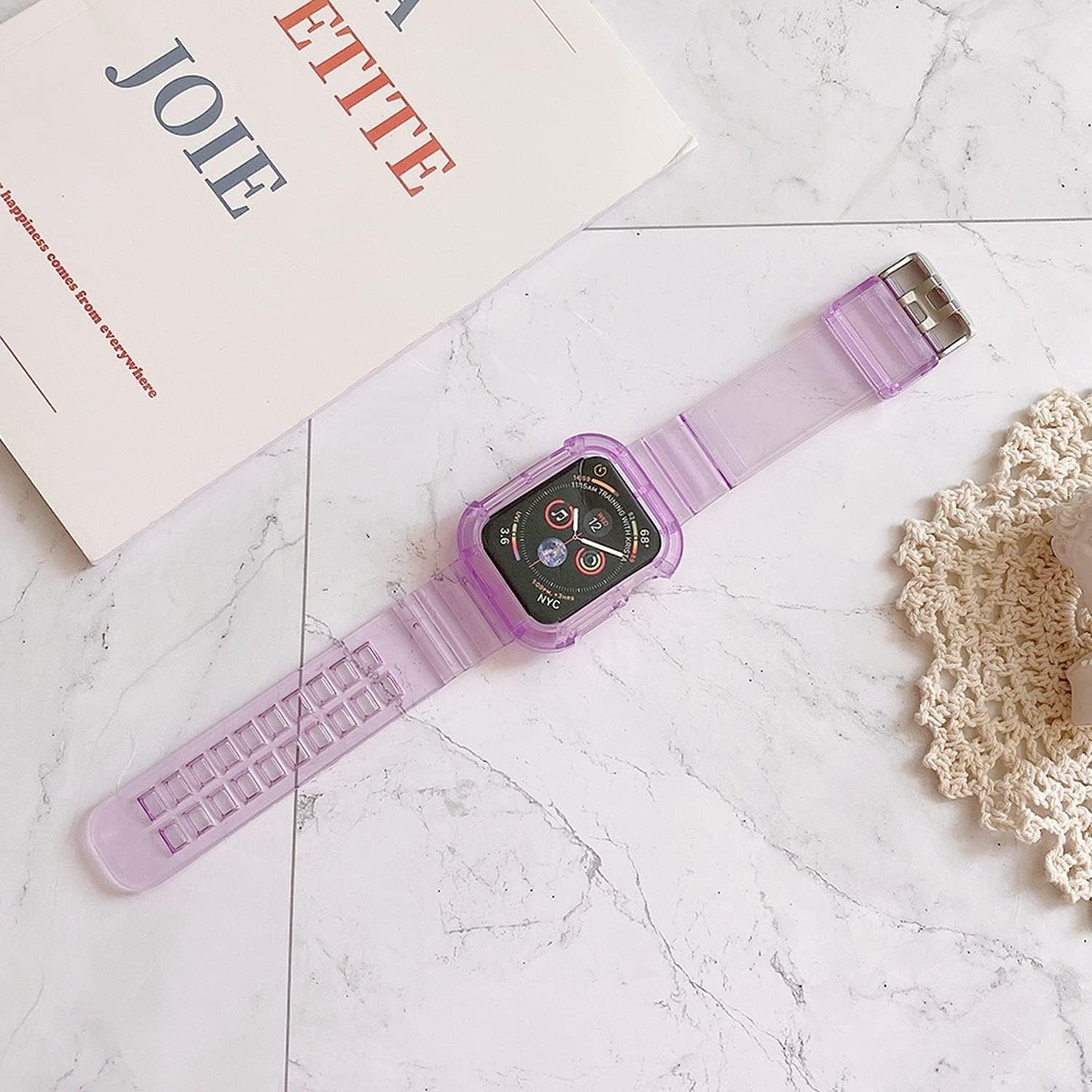 Kaihang Compatible for Apple Watch Band, Crystal Clear Iwatch Band Strap with Rugged Bumper Case 38Mm/40Mm/41Mm/42Mm/44Mm/45Mm/49Mm Bands for Apple Watch Series SE/8/7/6/5/4/3/2  Kaihang   