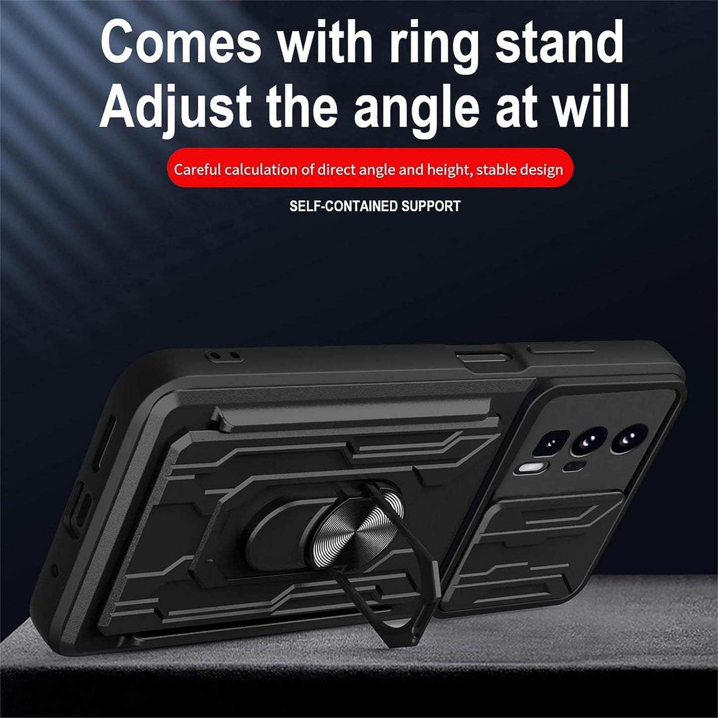 Tncavo for Xiaomi Poco F5 PRO 5G Case with Card Holder, Military Grade Shockproof Heavy Duty Protective with Rotating Ring Kickstand & Camera Cover for Redmi K60/ K60 PRO 5G LJ Blue  Tncavo   