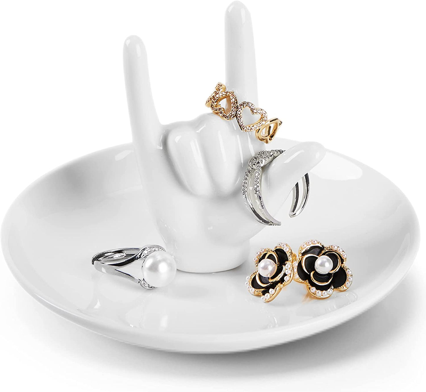 Piudee Hand Ring Holder Dish Jewelry Holder, I LOVE YOU Hand Ring Stand Engagement Wedding Ring Holder, Anniversary Wedding Valentine'S Day Gifts for Her Him Husband Wife Girlfriend Bride Gift  Piudee   