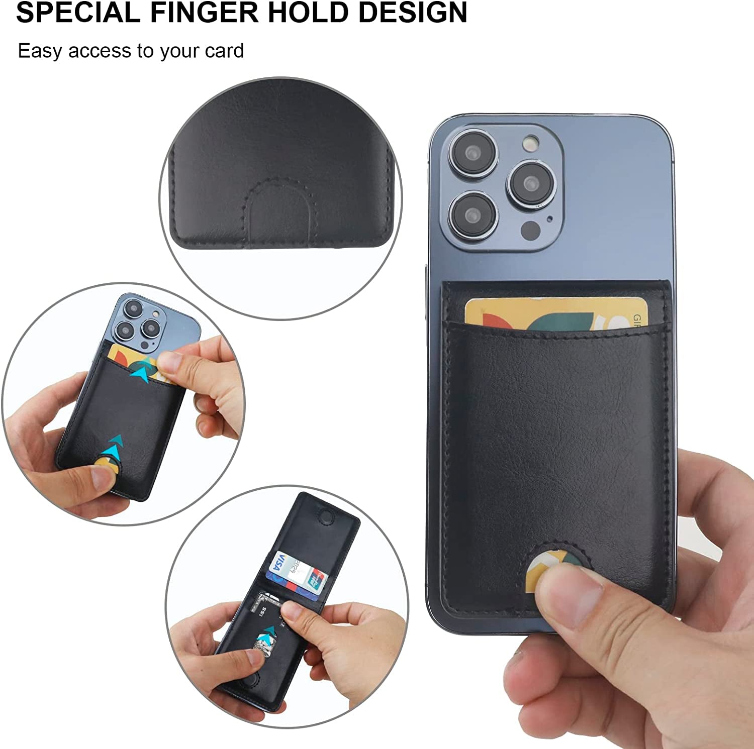 KIHUWEY for Magsafe Wallet Card Holder with Magnetic, Mag Safe Leather Detachable Kickstand RFID Wallet for Iphone 14 Pro Max/14 Pro/14/14 Plus/13 Pro Max/13 Pro/13/12 Pro Max/12 Pro/12 (Black)  KIHUWEY   