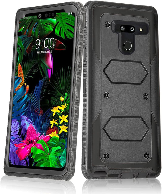 Asuwish Phone Case for LG G8 Thinq Cover Hybrid Rugged Shockproof Hard Drop Proof Full Body Protective Heavy Duty Mobile Slim Cell Accessories LGG8 Thin Q G 8 LG8 G8Thinq Lgg8Thinq 8G Women Men Black  Asuwish   