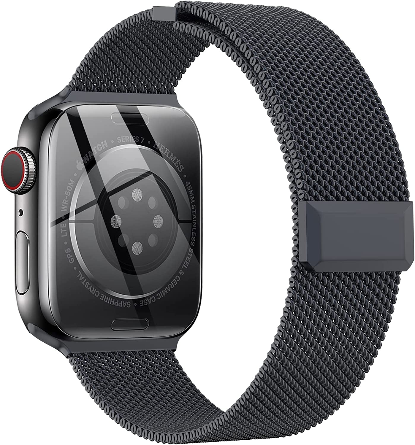 EPULY Compatible with Apple Watch Band 42Mm 44Mm 45Mm 49Mm 38Mm 40Mm 41Mm,Stainless Steel Mesh Loop Magnetic Clasp Bands for Iwatch Ultra Series 8 SE 7 6 5 4 3 2 1 Women Men  EPULY Space Grey 41mm/40mm/38mm 