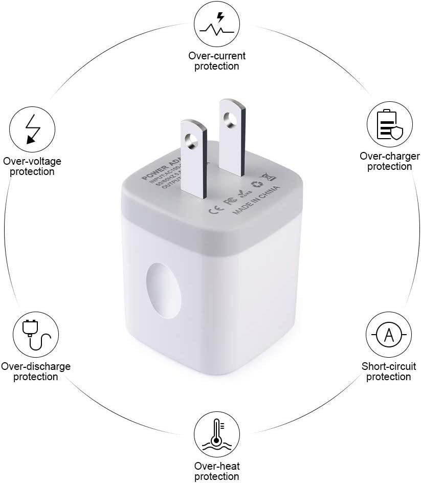 USB Plug, USB Wall Charger 3 Pack, Gigreen Dual Port USB Electrical Plug Cube 5V 2.1A Charging Block USB Outlet Plugs Compatible Iphone 11 XS X 8 7, LG V30 G8, Samsung S20 S10+ S9 S8 Note 9 8, Moto G6  Shenzhen Putuo Technology Co.,Ltd   