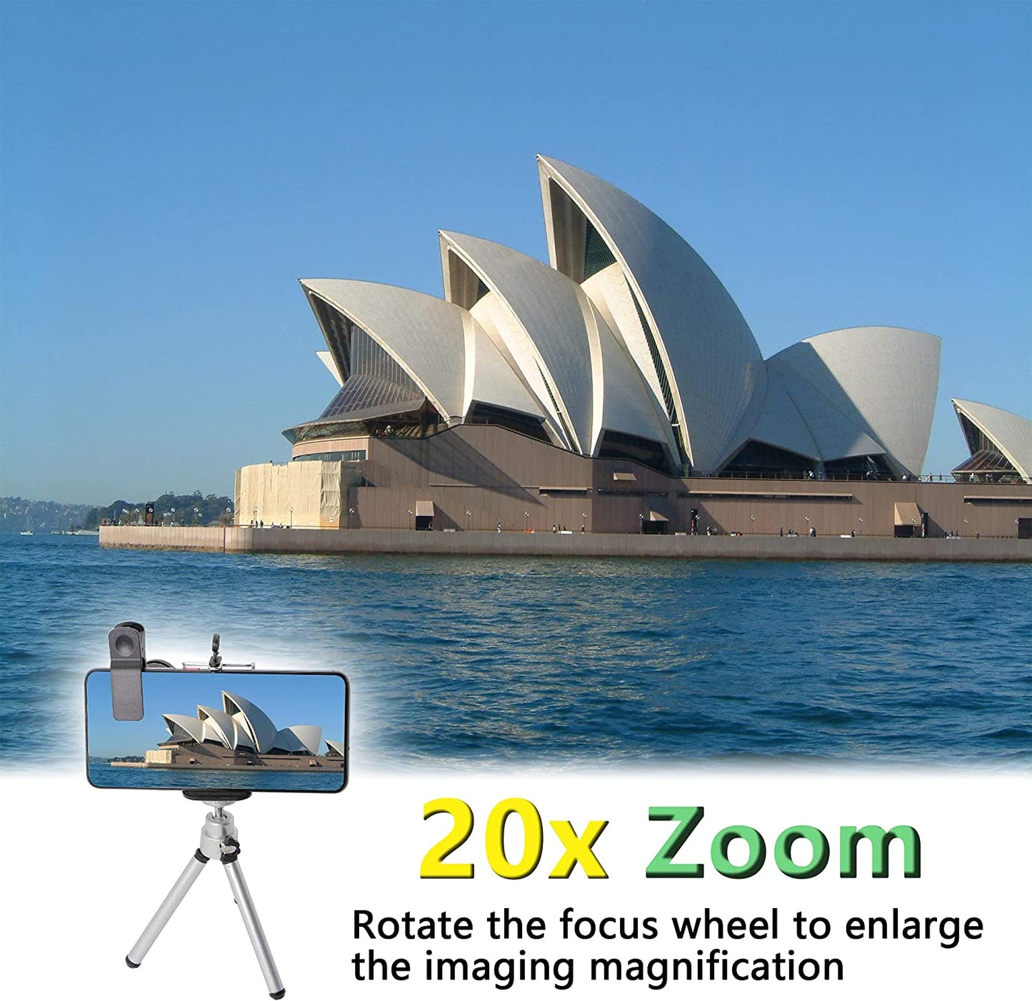 YACSEJAO HD 20X Zoom Lens with Tripod Telephoto Mobile Phone Lens Telescope for Smartphones and Tablet PC  YACSEJAO   