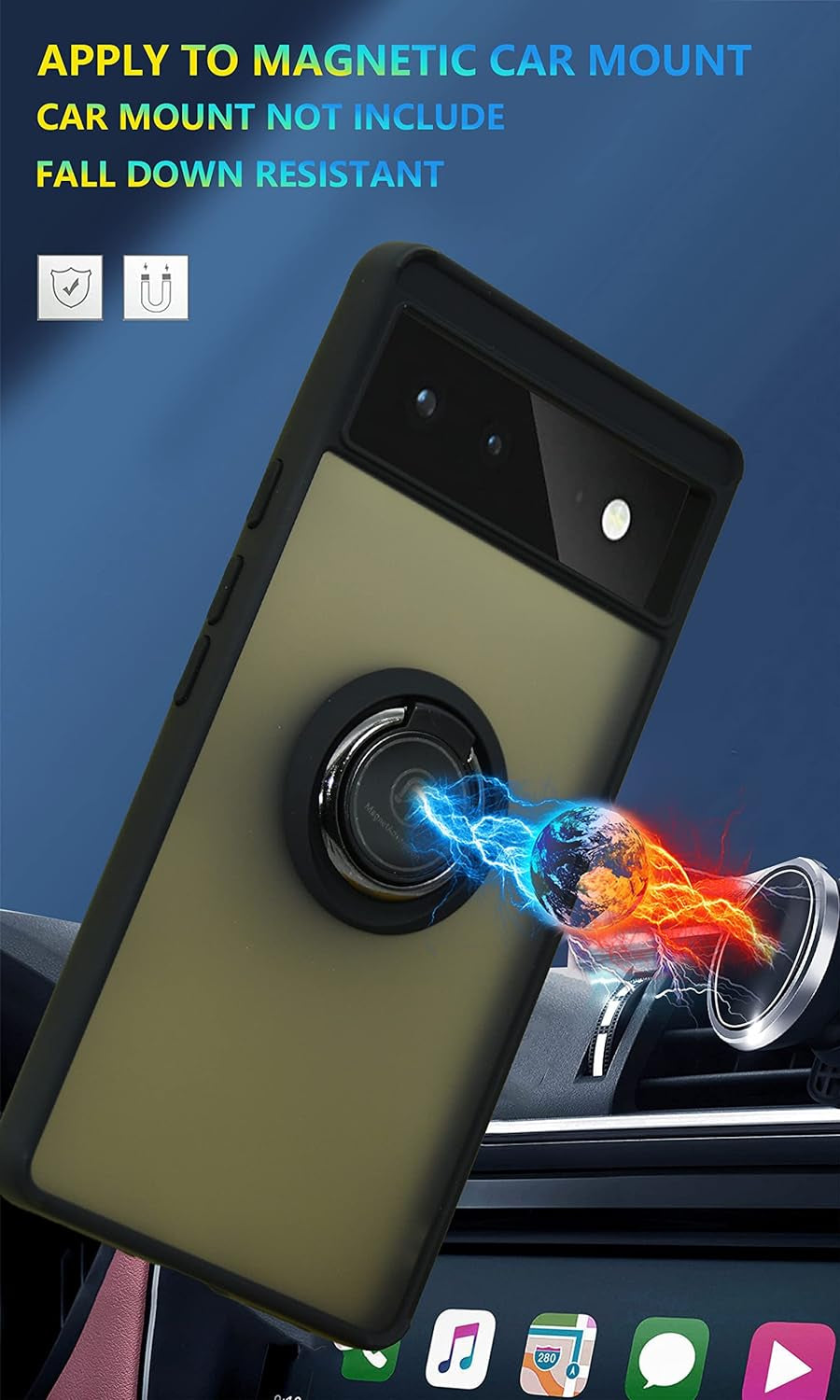 Ymxdmd Is Specially Designed for Google Pixel 6 Anti-Fingerprint, Built-In 360° Rotating Ring Bracket Solid and Durable Magnetic Car Phone Case, Suitable for Google Pixel 6 6.4Inches Male-Black  ymxdmd   