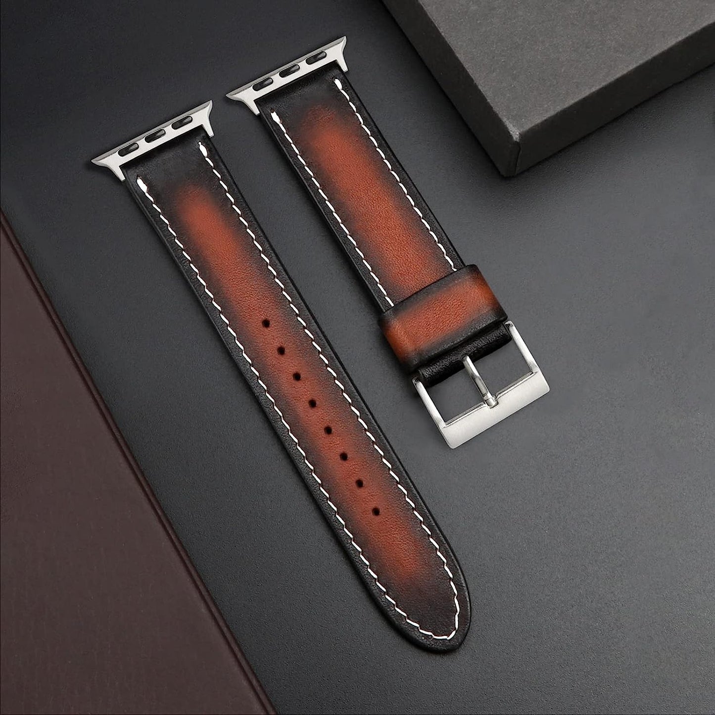 Deeplus Compatible with Apple Watch Band, Genuine Leather Bands 41Mm 40Mm 38Mm 45Mm 44Mm 42Mm Retro Replacement Strap for Iwatch SE Series 7 6 5 4 3 2 1  deeplus   