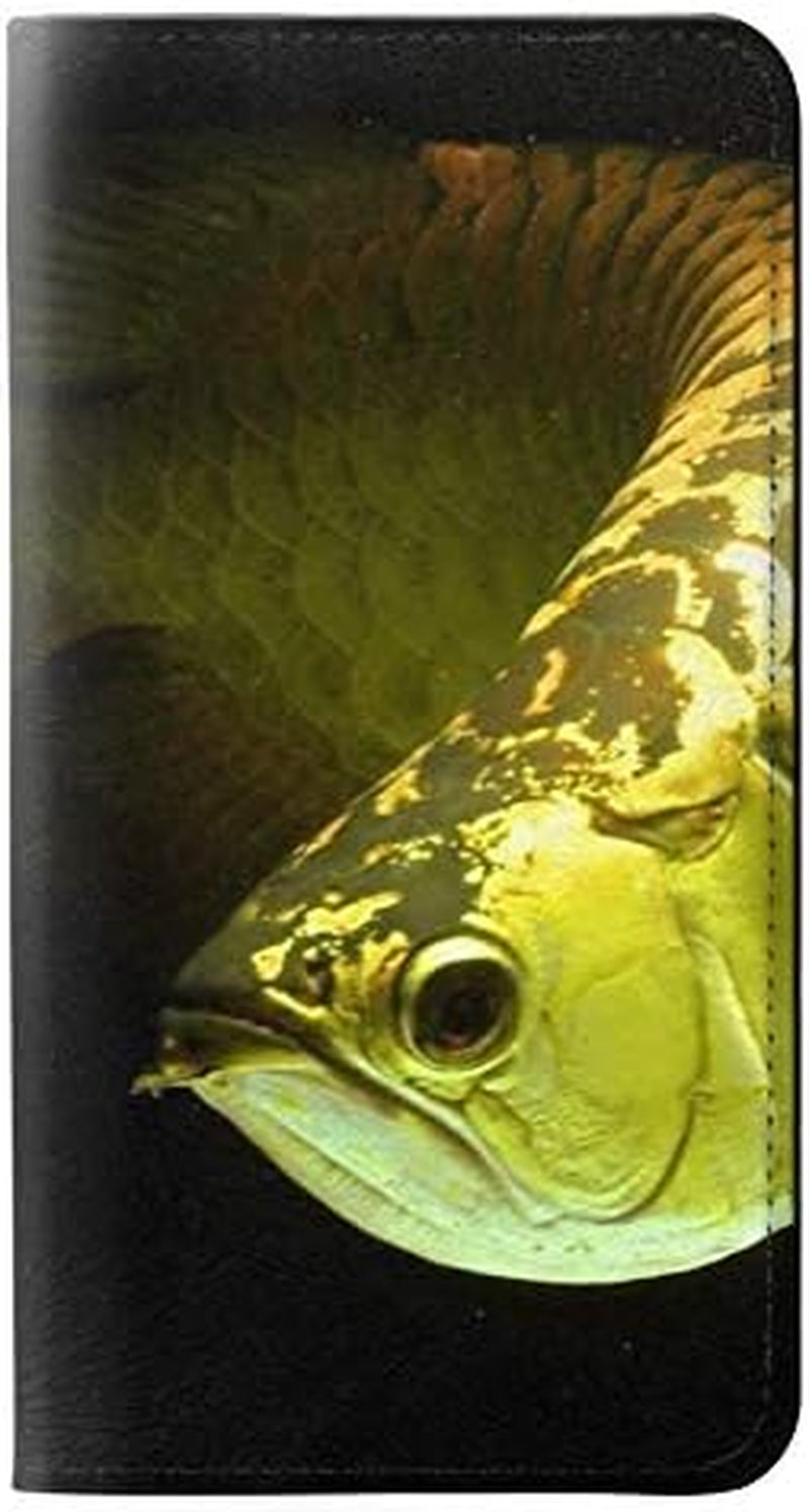 RW1021 Gold Arowana Fish PU Leather Flip Case Cover for LG V30, LG V30 Plus, LG V30S Thinq, LG V35, LG V35 Thinq  jjphonecase   