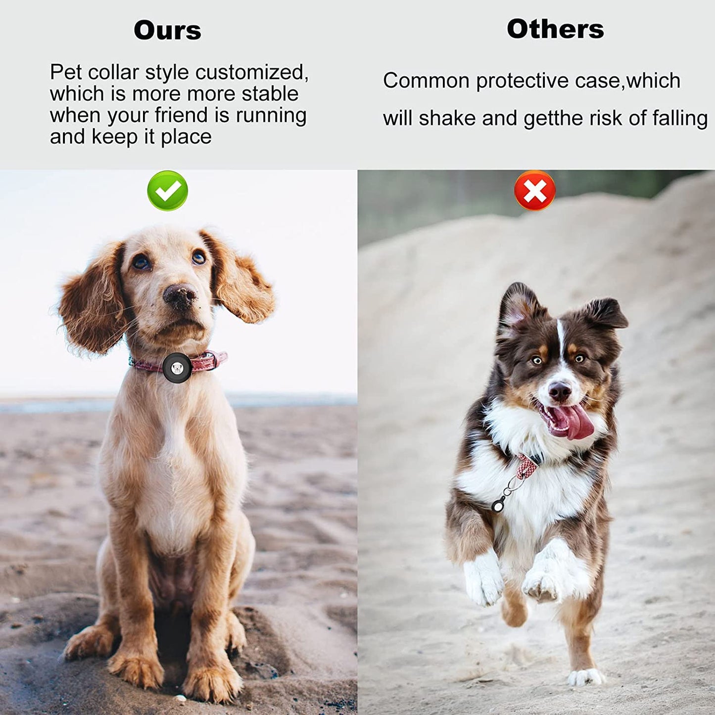 Sinvin Airtag Dog Collar Holder - Airtag Cat Collar Holder - Silicone Waterproof Apple Airtag Protective Holder for Pet Collars Wide within 1/2" (Black)  KV-AC-01   