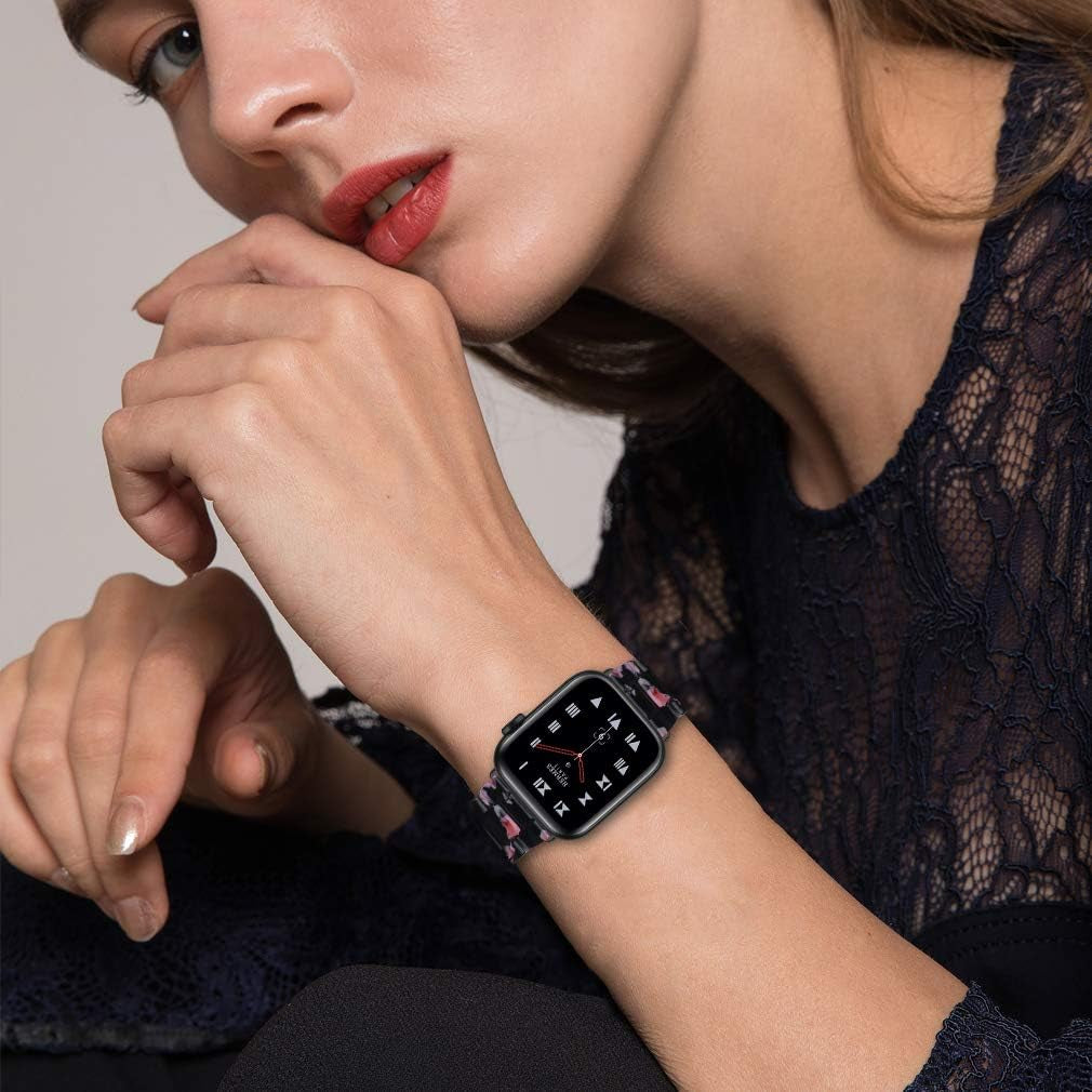 SANXIULY Compatible with Apple Watch Band 38Mm 40Mm 41Mm 42Mm 44Mm 45Mm/Apple Watch Band Ultra 49Mm, Iwatch Resin Bands for Women Compatible for Apple Watch Series 8 7 6 5 4 3 2 1 Se  SANXIULY   