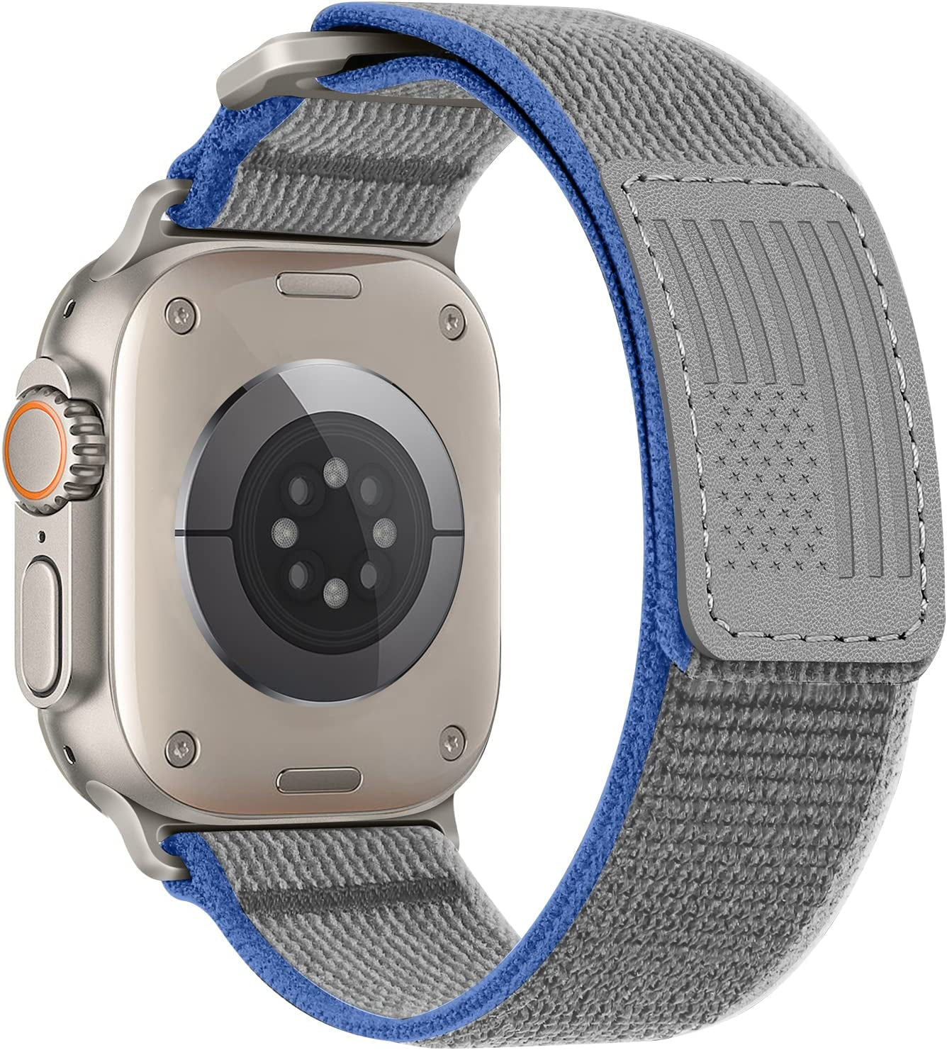 HITZEE Compatible with Apple Watch Band 49Mm 45Mm 44Mm 42Mm, Soft Nylon Braided Velcro Loop Bands Adjustable Sport Strap Designed for Apple Watch Ultra Series 8 7 SE 6 5 4 3 2 1, Blue/Gray, S/M  HITZEE   