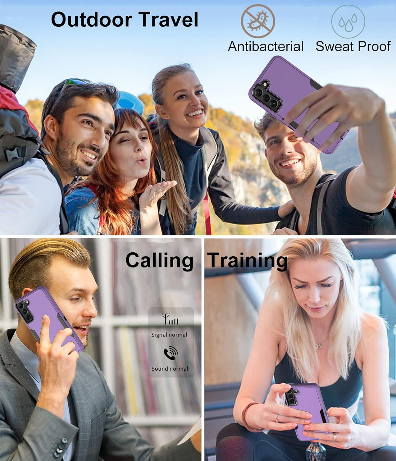 Dahkoiz for Samsung Galaxy S22 Case, Dust-Proof Port Cover, Full Body Durable Silicone Rubber Phone Case for Samsung Galaxy S22 5G, Black/Purple  UNISMART INC   