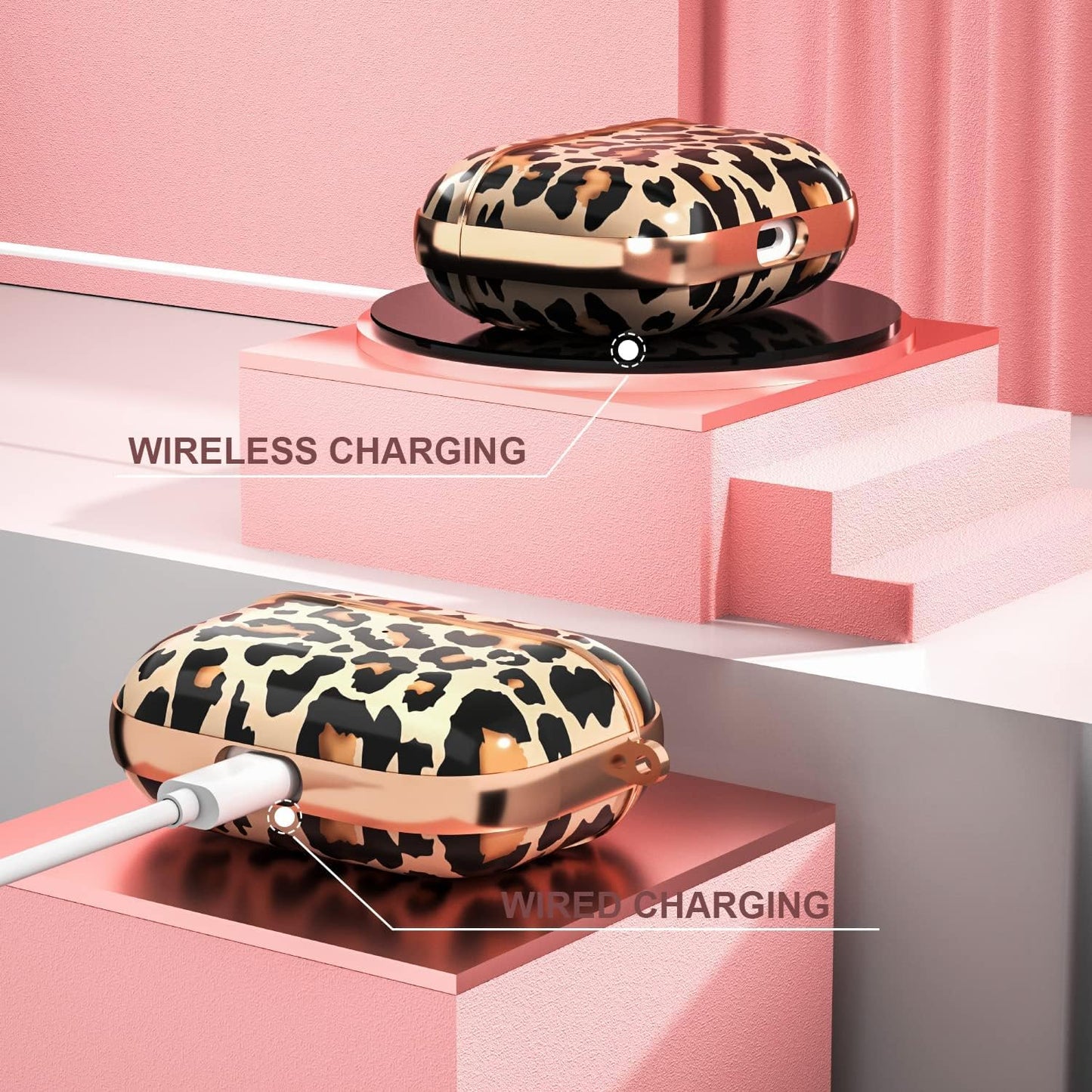 Maxjoy Compatible Airpods Pro Case Cover, Leopard Print Air Pod Pro Case Cute Protective Hard Ipod Pro Cover for Women Men with Keychain Designed for Airpods Pro Charging Case 2019  Maxjoy   