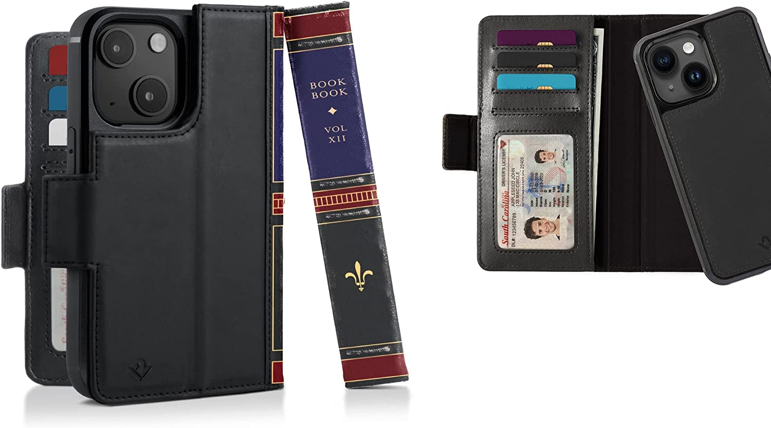 Twelve South Bookbook for Iphone 14 plus | Magsafe Compatible Full-Grain Leather Wallet Case with Display Stand + Removable Stand-Alone Leather Accent Case, Brown  Twelve South Black BookBook iPhone 14