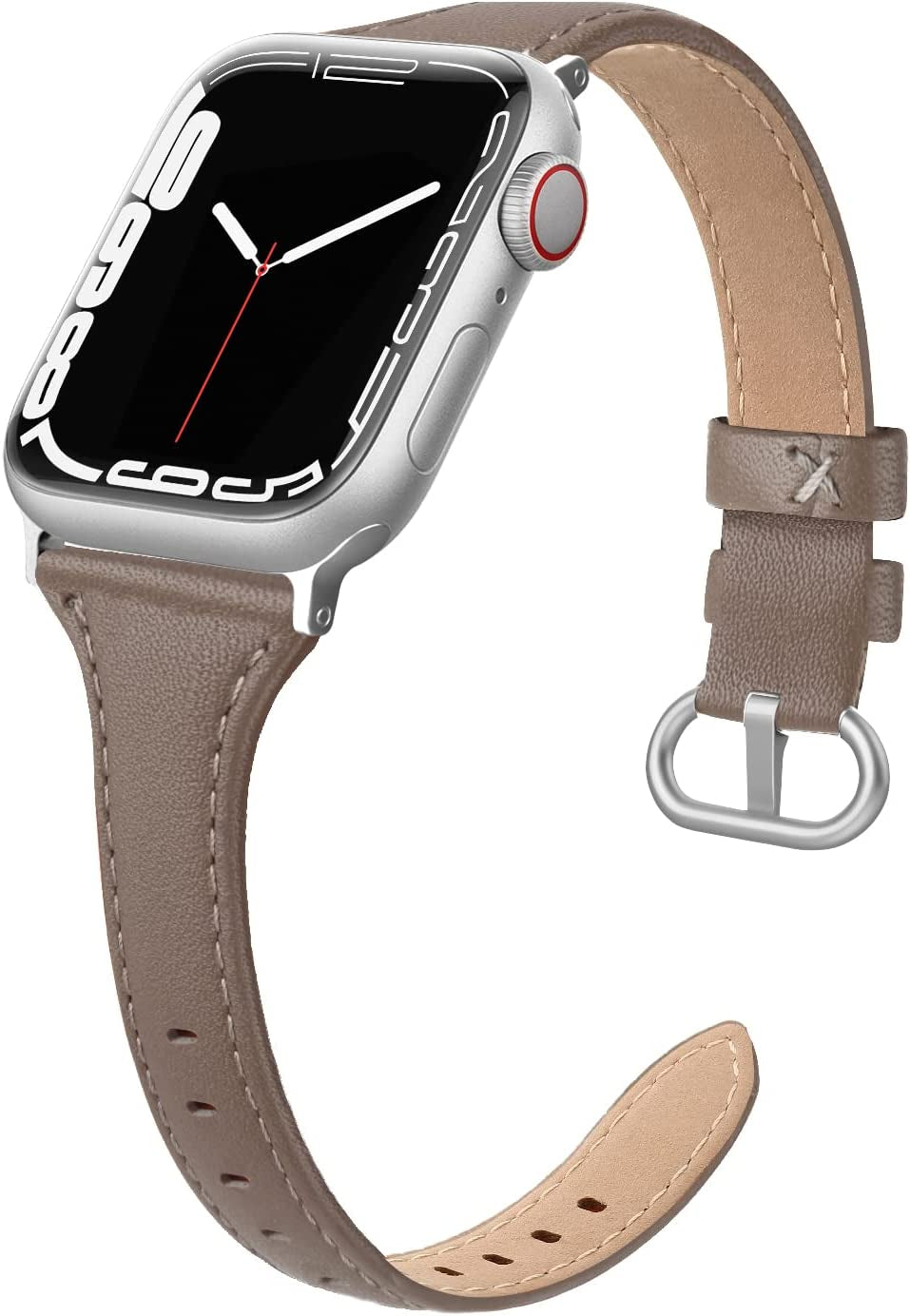 SWEES Leather Band Compatible for Apple Watch 38Mm 40Mm 41Mm, Slim Thin Dressy Elegant Genuine Leather Strap Compatible for Iwatch Series 8, 7, 6, 5, 4, 3, 2, 1, SE, Sport & Edition Women, Brown  SWEES Taupe 38mm 40mm 41mm 
