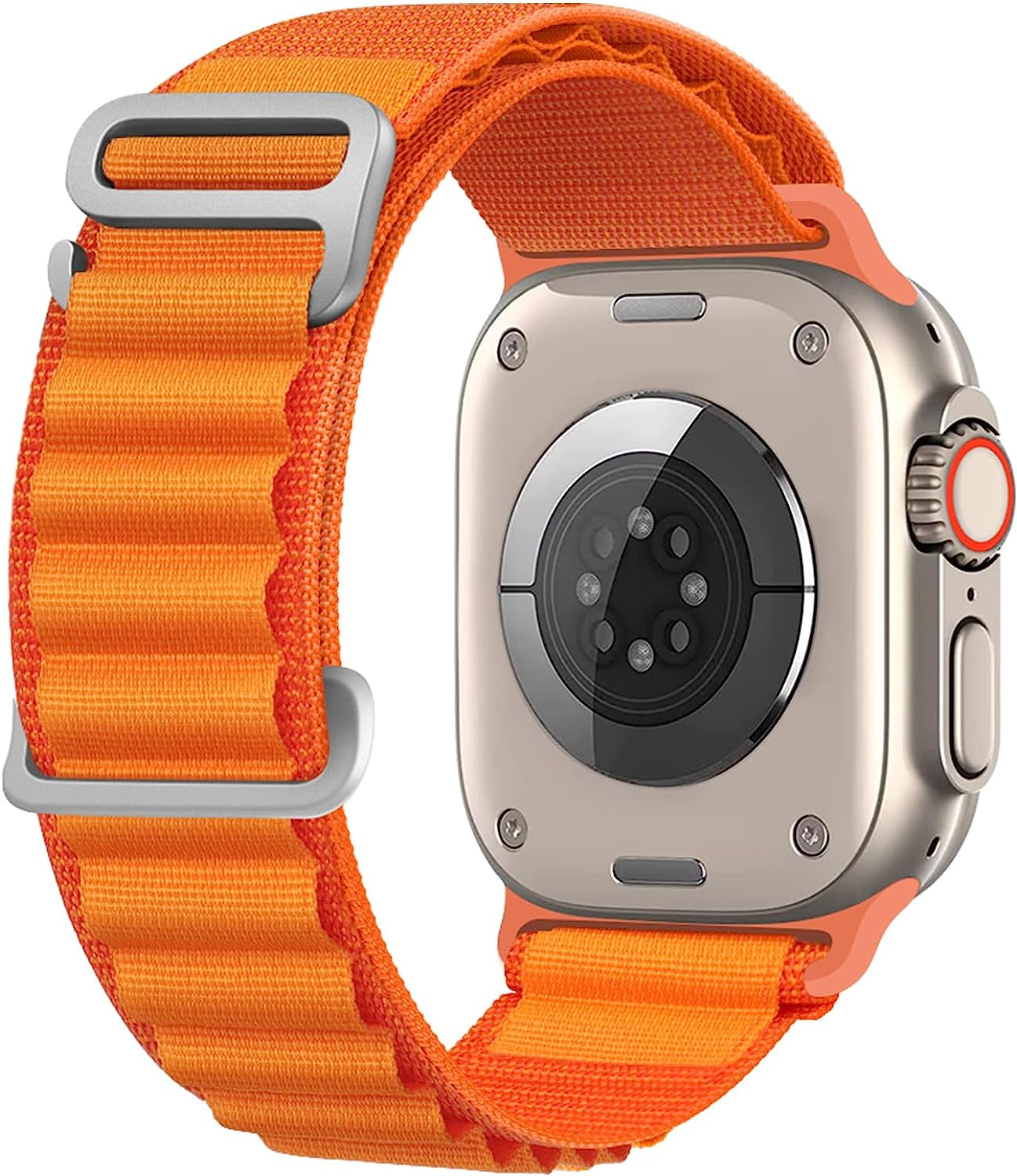 Alpine Loop Compatible with Apple Watch Band 49Mm 45Mm 44Mm 42Mm 41Mm 40Mm 38Mm, Women Men Nylon Sport Solo Loop Rugged Wristband with G‑Hook for Iwatch Utral Series 8 7 6 5 4 3 2 1 SE  VUTOT Orange 49mm/45mm/44mm/42mm 