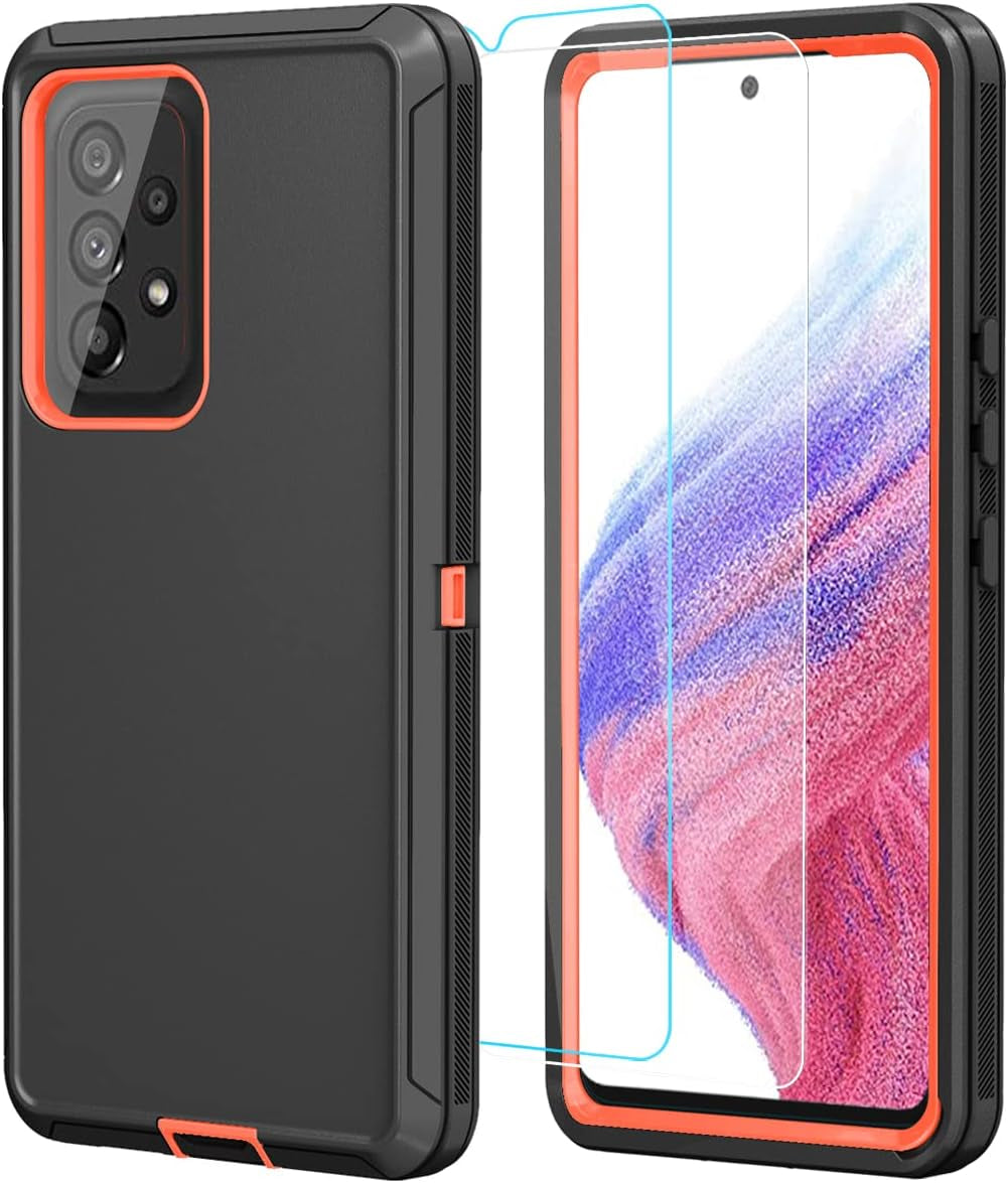 ONOLA Galaxy A53 5G Case: Winered Pink, Tempered Glass + HD Screen Protector (2 Pack)  ONOLA Black Orange  