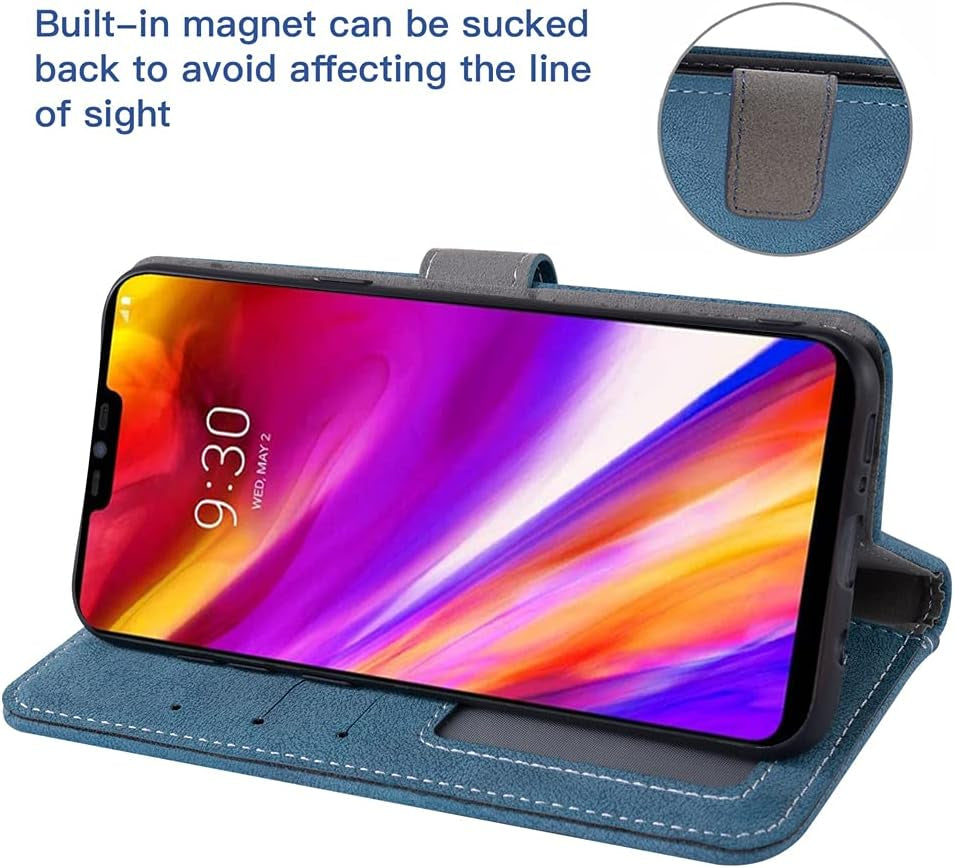 Compatible with LG G7 Thinq Wallet Case and Tempered Glass Screen Protector Flip Cover Credit Card Holder Cell Phone Cases for LGG7 One G 7 plus LG7 Fit Lg7Thinq 7G Thin Q G7+ G7Thinq Lgg7Thinq Blue  NSS   