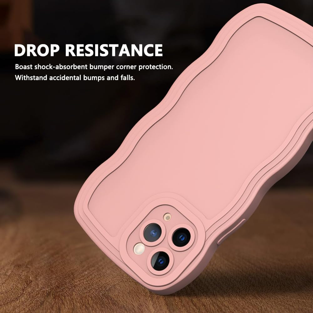 WOGROO Case for Iphone 11 Pro Case,Wave Curly Frame Design,Soft Flexible Tpu,Cute Wavy Solid Color Aesthetic Flashion Phone Case Shockproof Protective Case Cover 5.8" - Pink  WOGROO   