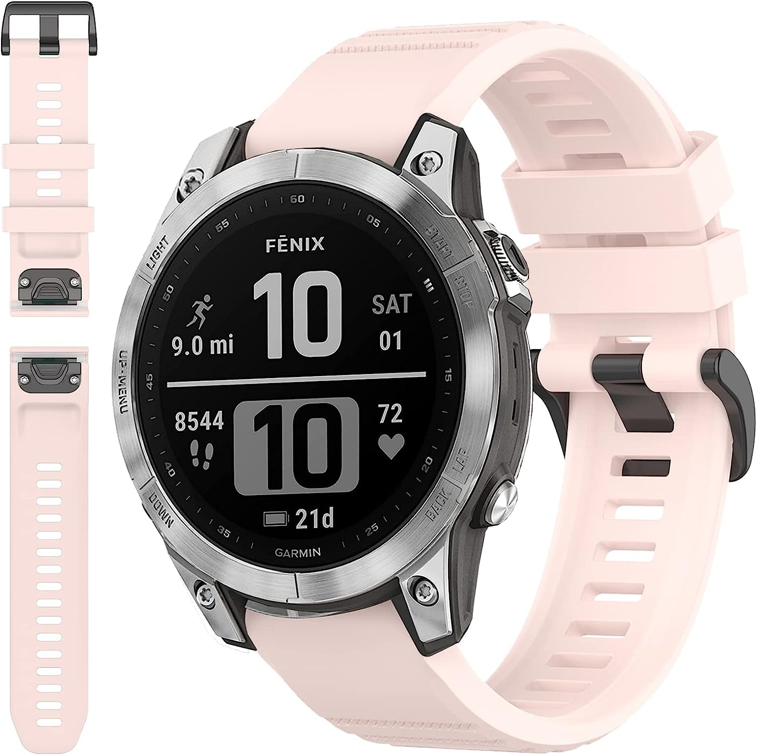 Miimall Compatible for Garmin Fenix 7 Watch Band 22Mm Sport Soft Silicone Flexible Watch Strap Quick Fit Silicone Band Strap for Garmin Fenix 7/7 Sapphire Solar/Fenix 6/6 Pro//Fenix 5 22Mm(Green)  Miimall Baby Pink  