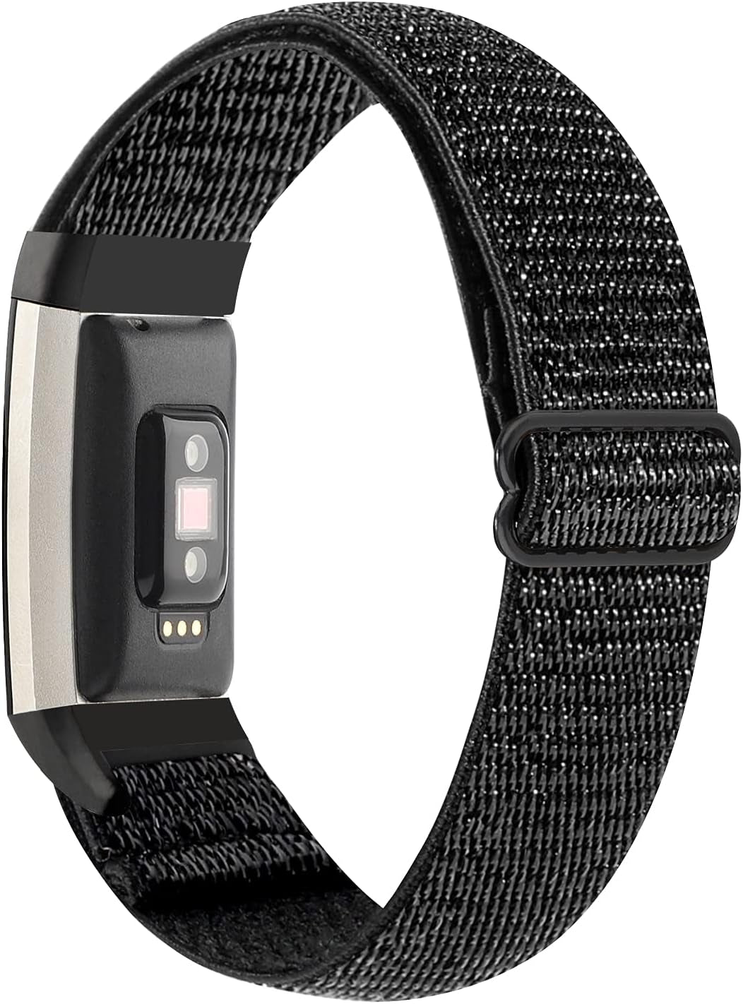 YONWORTH Adjustable Elastic Watch Band Compatible with Fitbit Charge 2 Bands, Stretchy Nylon Loop Strap Soft Wrist Bands Bracelet Sport Replacement for Women Men (Aztec Blue Green)  YONWORTH Glitter Black  