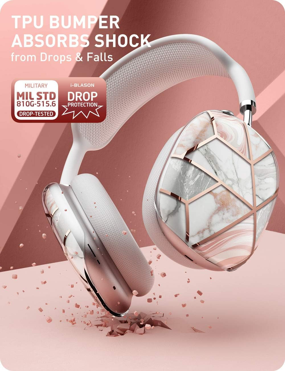 I-Blason Cosmo Case Designed for Airpods Max Headphones, Protective Stylish Earpads Case Cover Compatible with Apple Airpods Max, 1 Pair (Marble)  i-Blason   