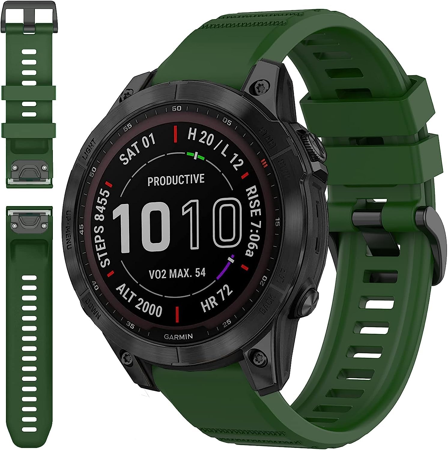 Miimall Compatible for Garmin Fenix 7 Watch Band 22Mm Sport Soft Silicone Flexible Watch Strap Quick Fit Silicone Band Strap for Garmin Fenix 7/7 Sapphire Solar/Fenix 6/6 Pro//Fenix 5 22Mm(Green)  Miimall   