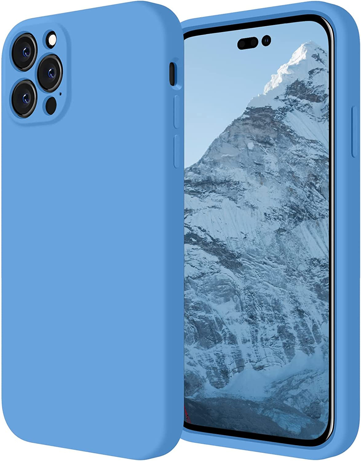 Firenova for Iphone 14 Pro Case, Silicone Upgraded [Camera Protection] Phone Case with [2 Screen Protectors], Soft Anti-Scratch Microfiber Lining Inside, 6.1 Inch, Black  FireNova Blue  