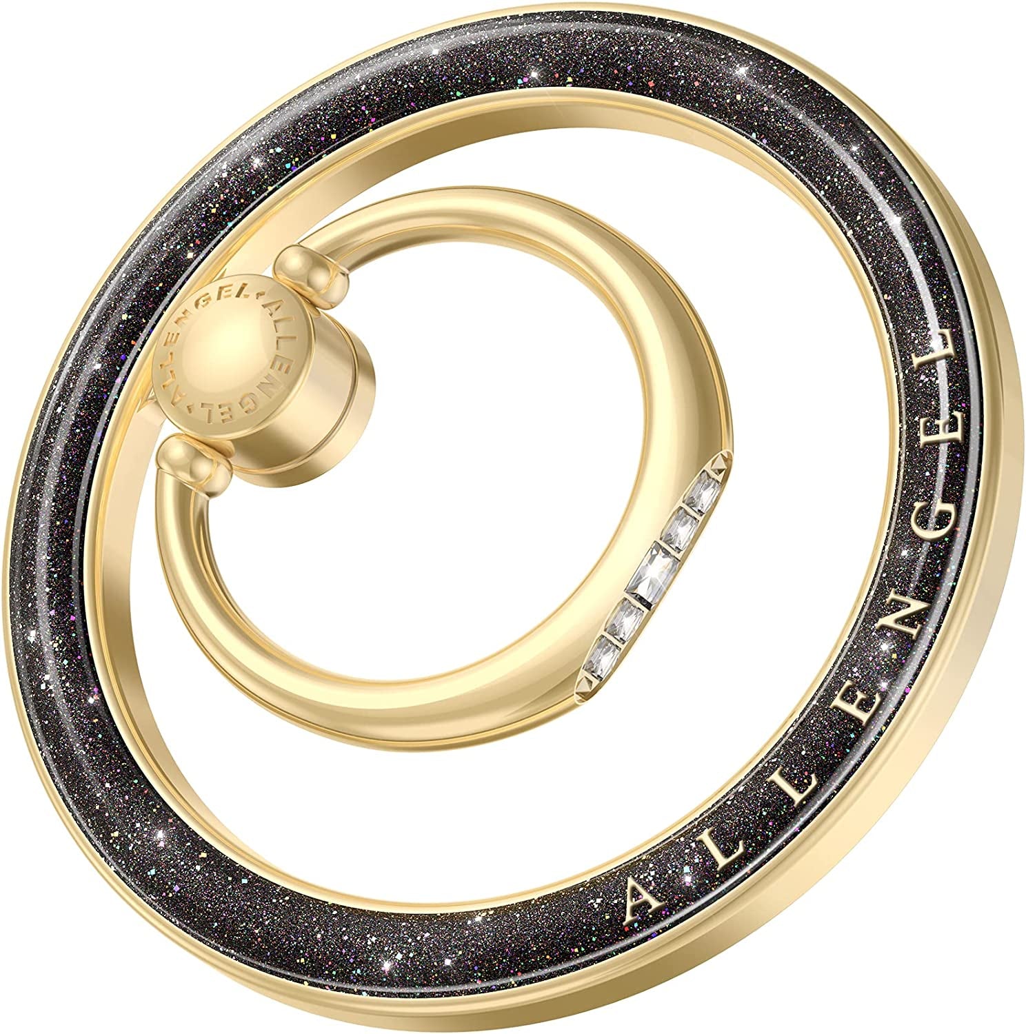 Compatible with Magsafe Phone Grip Stand, Allengel Magnetic Phone Ring Holder with Finger Kickstand for Smartphone, Luxury Gold White  Allengel gold starry sky black  