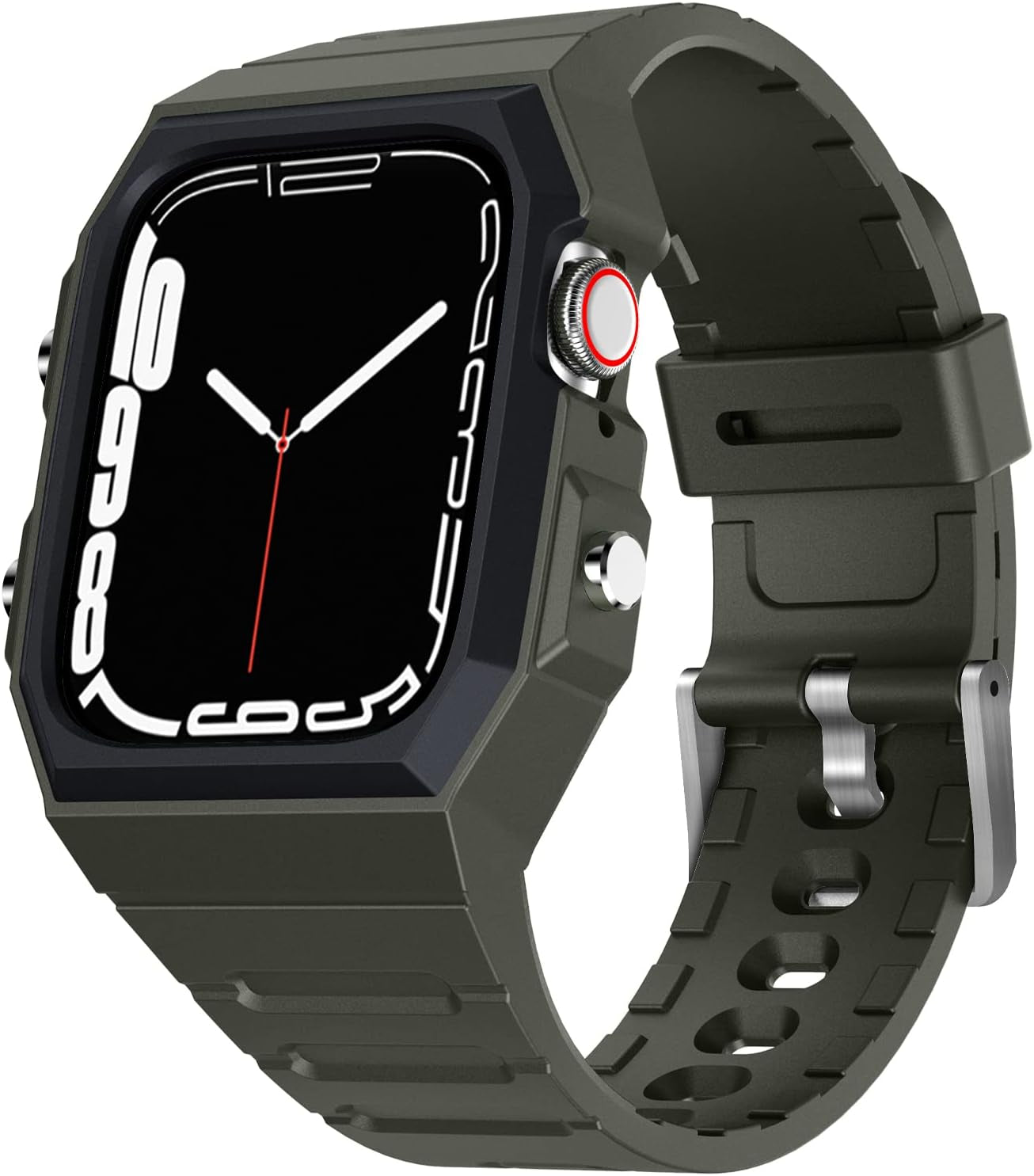 WINGLE Compatible for Apple Watch Ultra Band 49Mm 44Mm 45Mm 42Mm Series 8 7 Men, Stainless Steel Band Metal Strap Wristband for Apple Watch Iwatch Ultra SE 6 5 4 3 2 1 Link Women, Titanium  WINGLE Green, Band with Case 44mm/45mm 