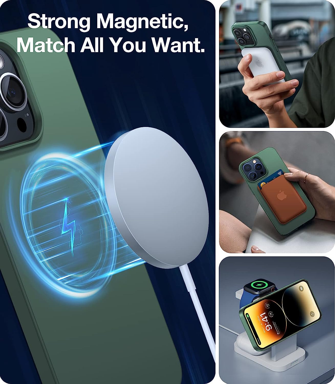 TORRAS Magnetic Slim Fit Designed for Iphone 14 Pro Case, [Ultra Thin as No Case] [Bare Iphone Grip][Compatible with Magsafe] Anti-Scratch Plastic Cover Phone Case for Iphone 14 Pro, Alpine Green  TORRAS   