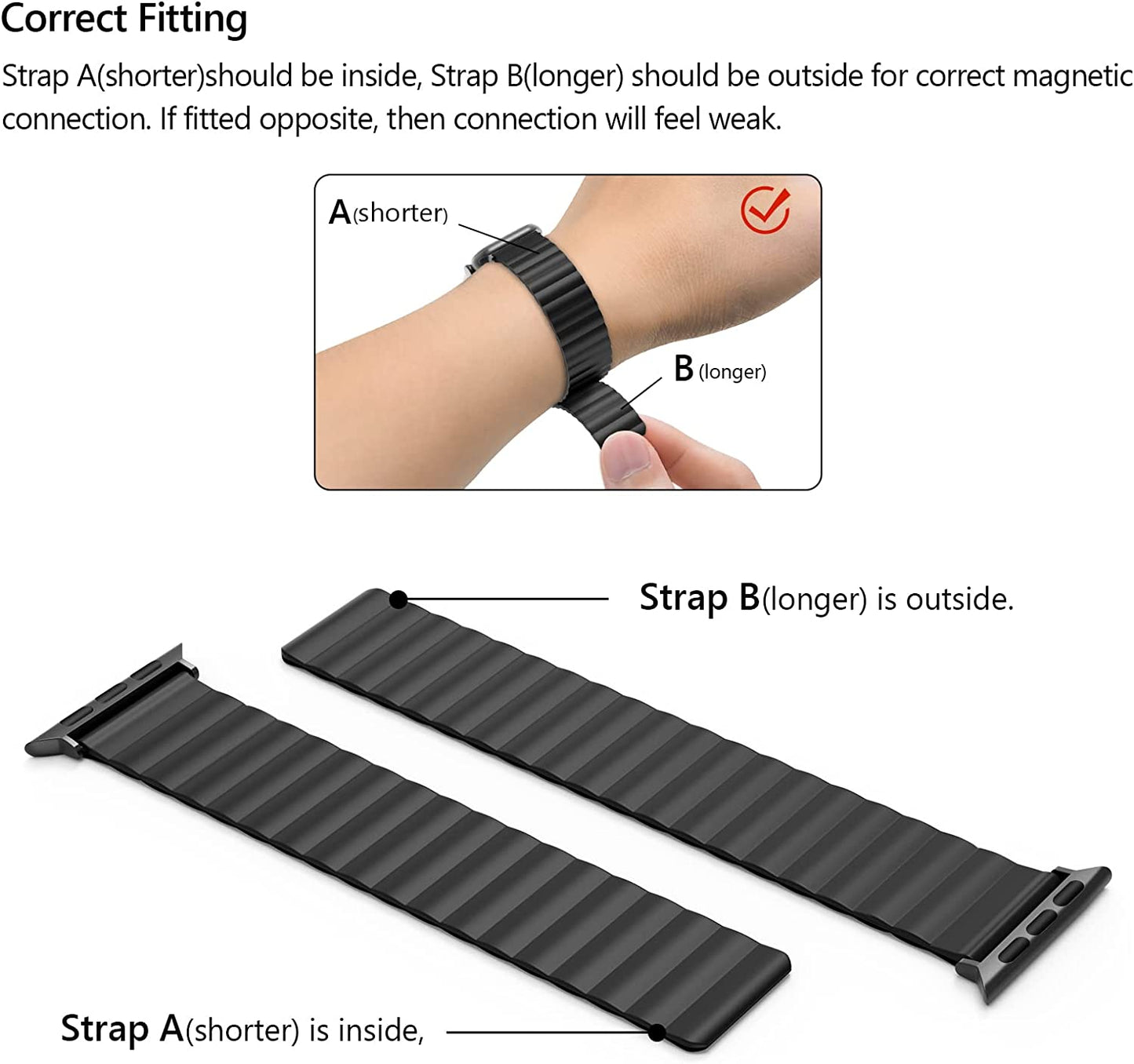 ALTOUMAN Compatible with Apple Watch Band 38Mm 40Mm 41Mm 42Mm 44Mm 45Mm, Compatible for Iwatch Series 7/6/5/4/3/2/1/SE, Magnetic Bands Compatible for Apple Watch Bands for Women Men, Black  ALTOUMAN   