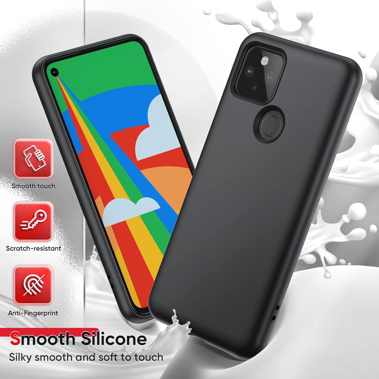 Leyi for Google Pixel 5 Case, Pixel 5 Phone Case Soft Silicone Ultra Slim Shockproof Protective Case with Anti-Scratch Microfiber Lining, Full Covered Soft Gel Rubber Case Pixel 5, Black  LeYi   