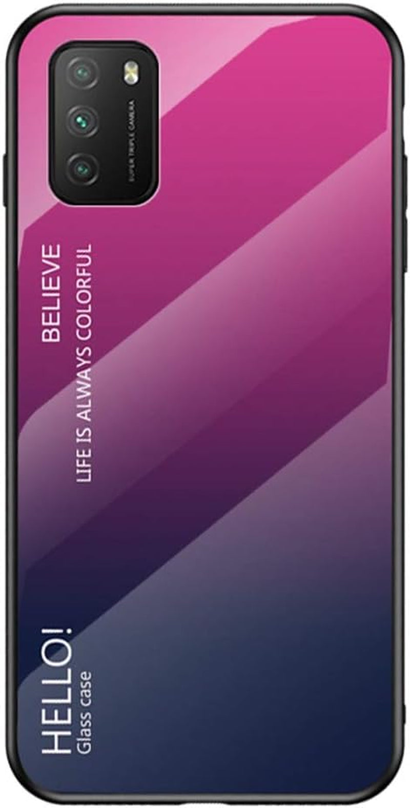 Hicaseer Xiaomi Poco X3 Case,Anti Scratch Gradient Glass Case Back Cover Soft TPU Silicone Shockproof Case for Xiaomi Poco X3 -Purple  Hicaseer Rosy Xiaomi Poco M3 6.53" 