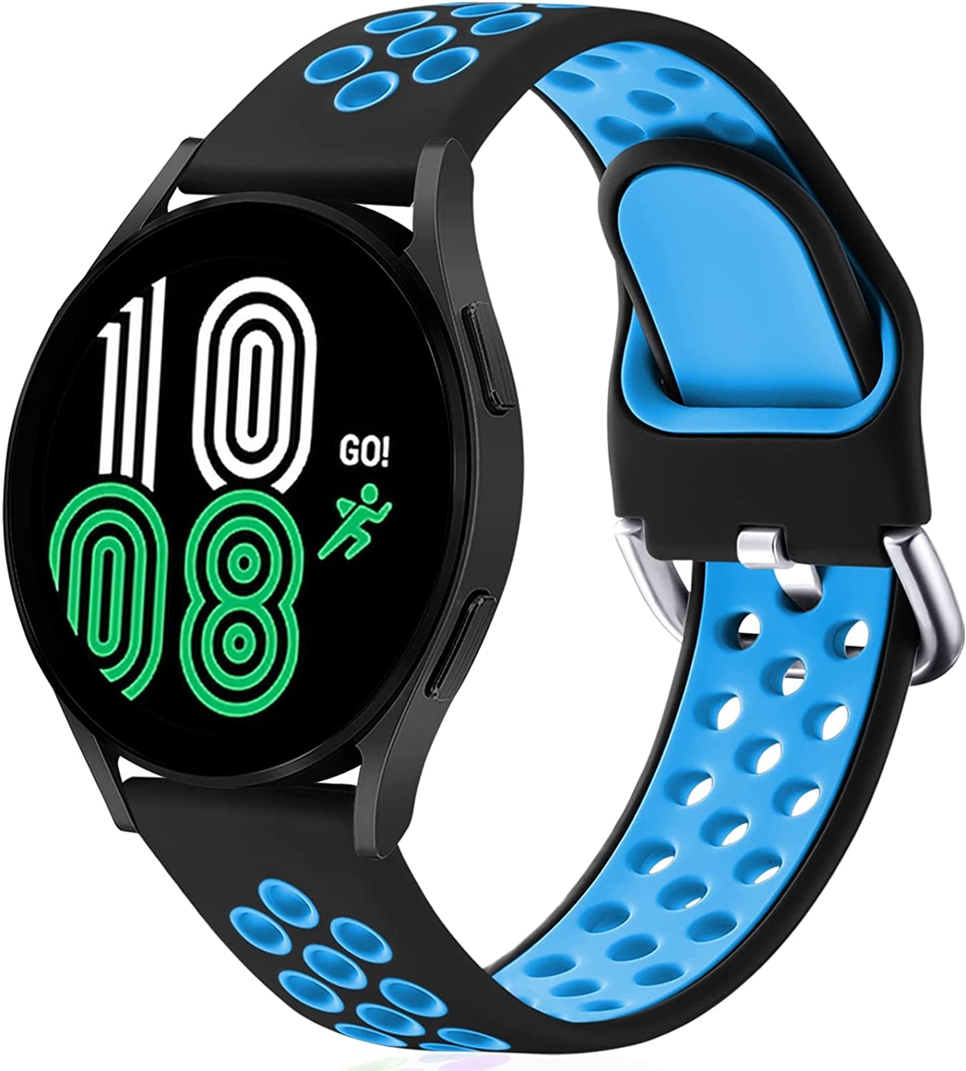 Lerobo Sport Bands Compatible with Samsung Galaxy Watch 4 Band/Galaxy Watch 5 Band,Active 2 Watch Bands/Galaxy Watch 3 Band/Galaxy Watch Band, 20Mm Soft Silicone Sport Strap Replacement Women Men  Lerobo Black-Blue Large 