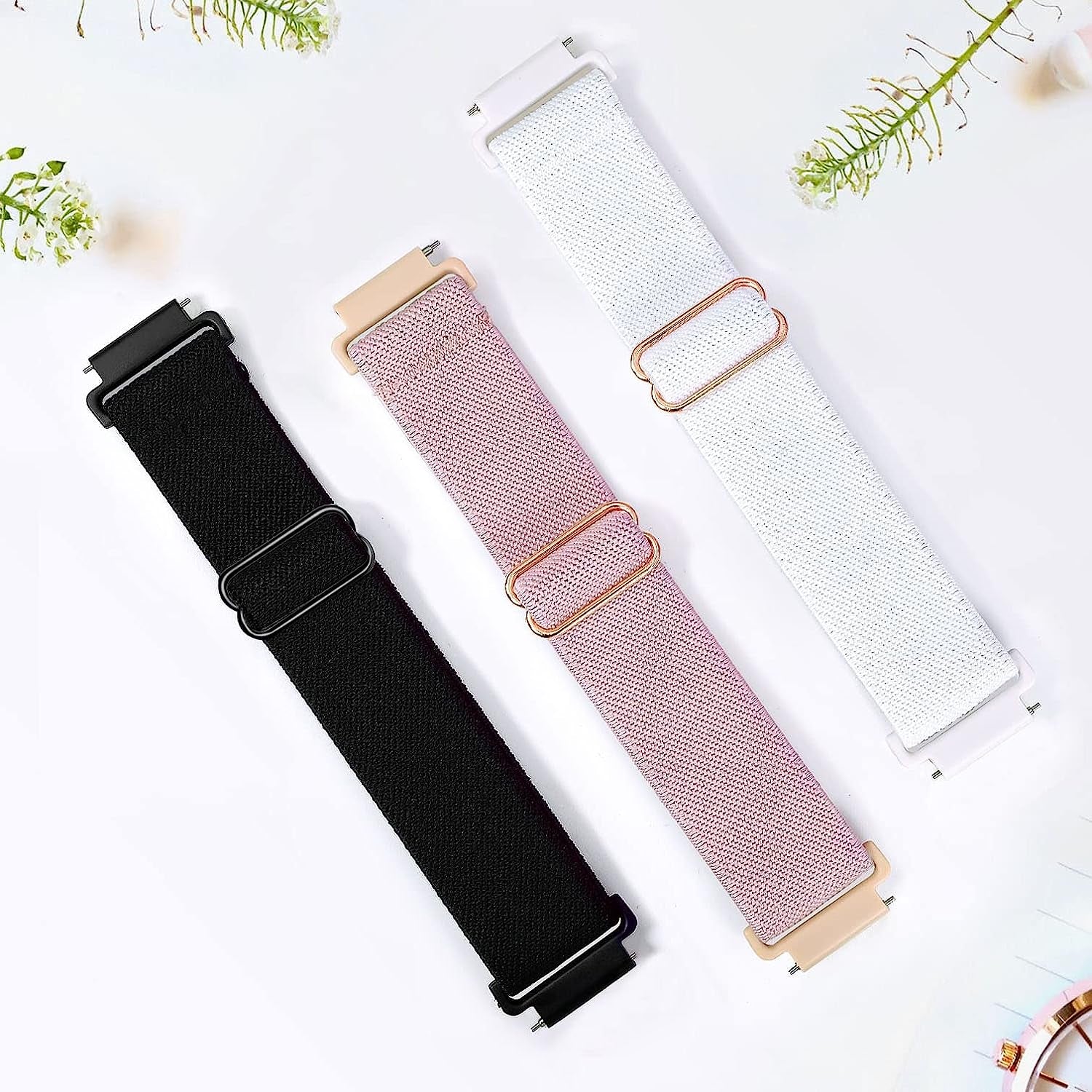 Bolesi 3 Pack 18Mm Stretchy Nylon Watch Bands for Garmin Venu 2S / Vivoactive 4S/ Vivoactive 3S,Soft Sport Band Quick Release Wristband Loop Elastic Strap for Men Women  Bolesi   