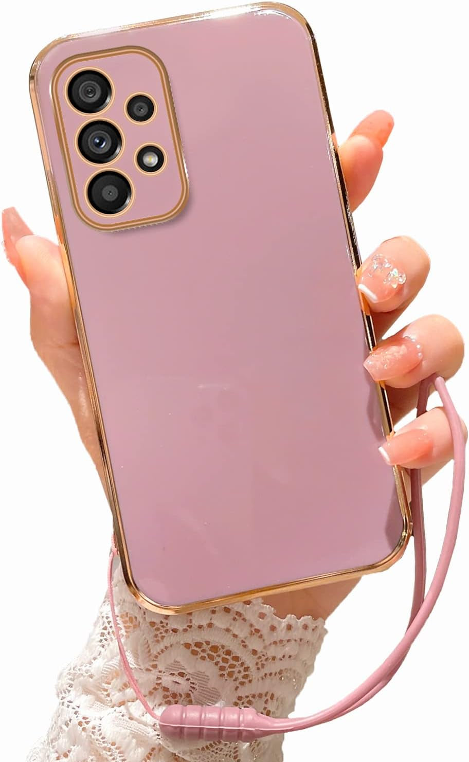 For Samsung Galaxy A53 Case, A53 5G Case for Women Glitter Crystal Butterfly Heart Floral Soft TPU Luxury Bling Cute Protective Cover with Kickstand Strap for Samsung A53 5G (Rose Gold)  KuDiNi Violet  