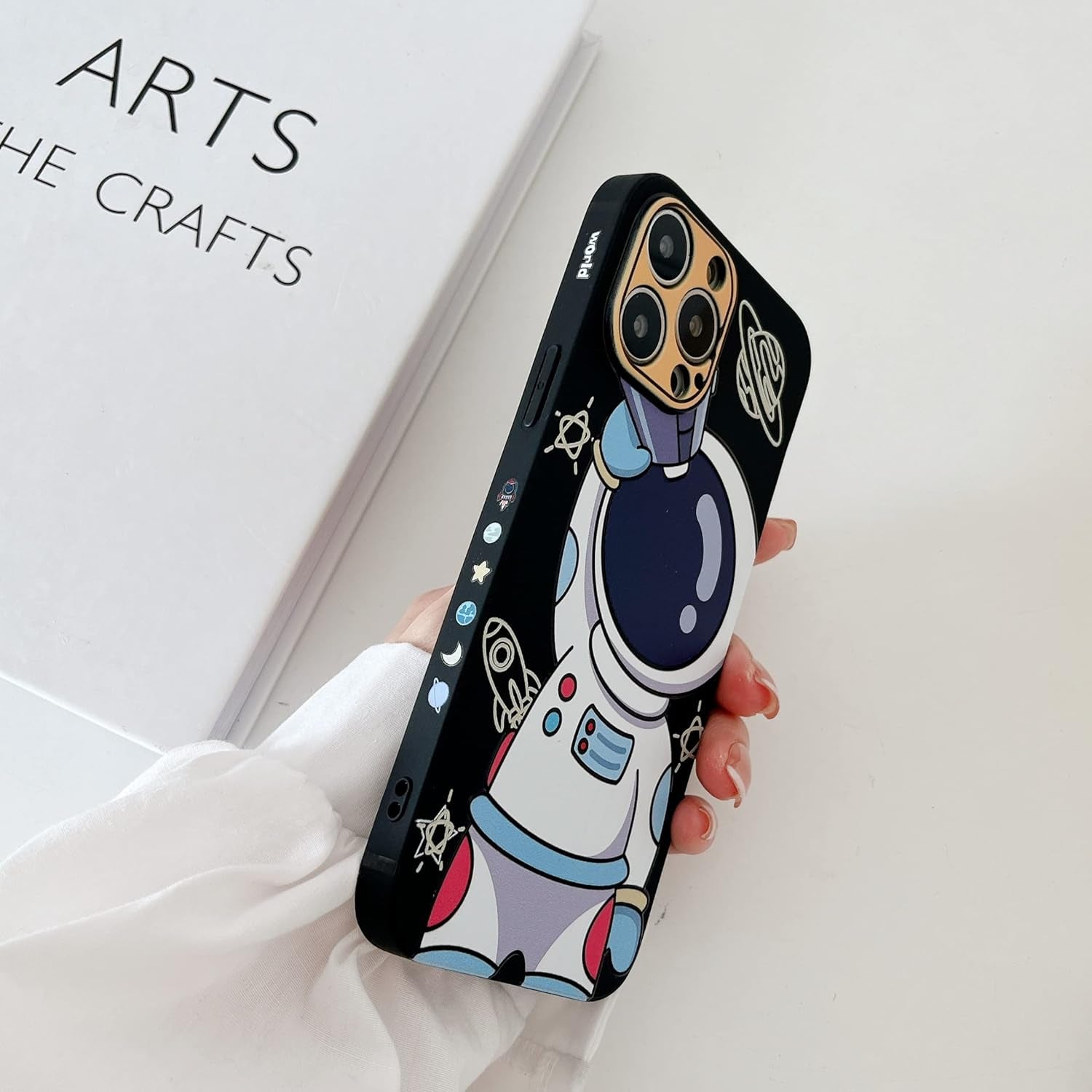 Yonds Queen for Iphone 12 Mini Cute Case, Cool Cartoon Astronaut Space Design Stylish Bumper Women Girls Protective Anti-Slip Shockproof Fashion Creative Case (Black Telescope, Iphone 12 Mini)  Yonds Queen   